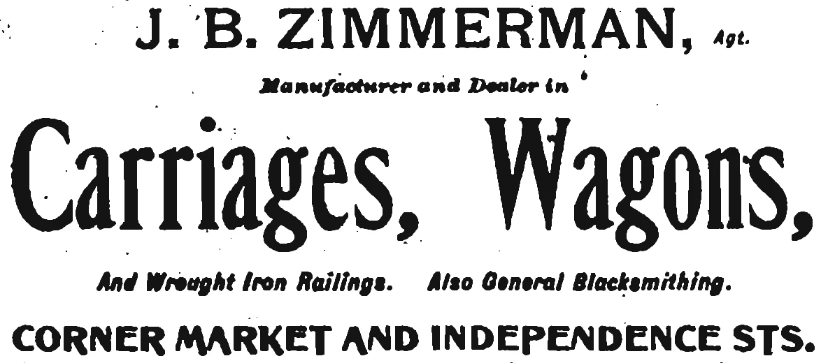 Historic display advertisement for J. B. Zimmerman, carriages and wagons.