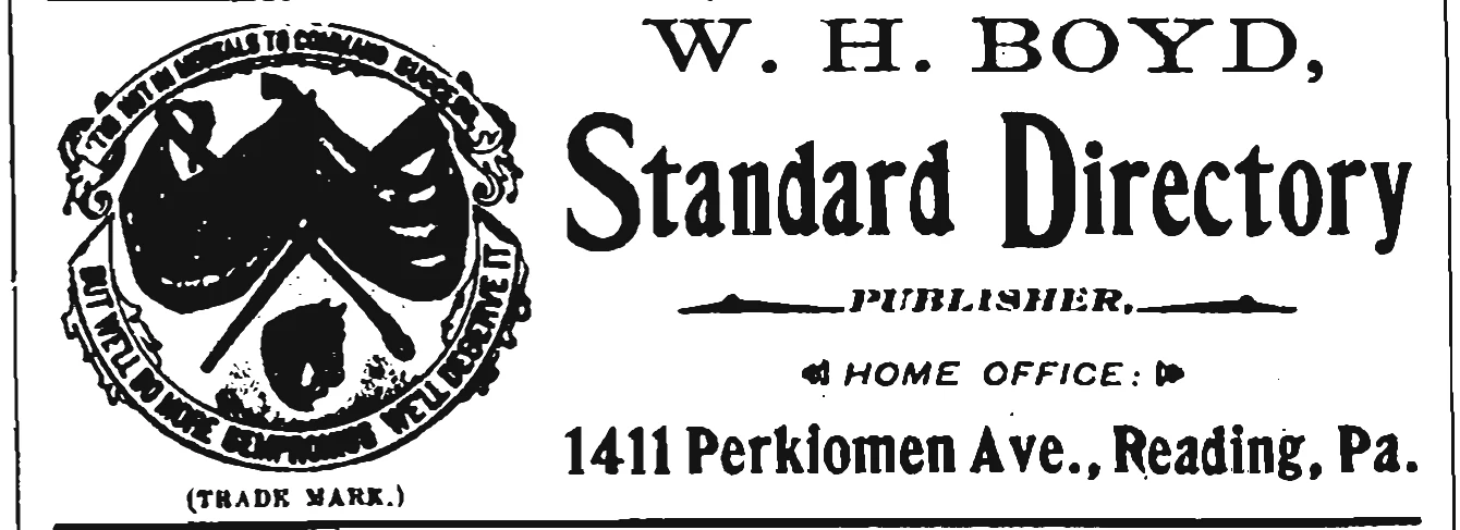 Historic display advertisement for W. H. Boyd, standard directory publisher.