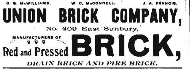 Historic display advertisement for Union Brick Company.