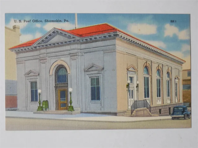 Historic postcard showing the former U.S. Post Office in Shamokin