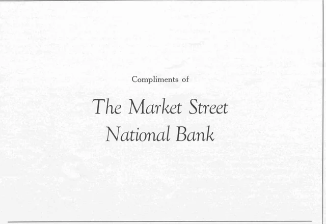 Black-and-white compliments advertisement for the Market Street National Bank