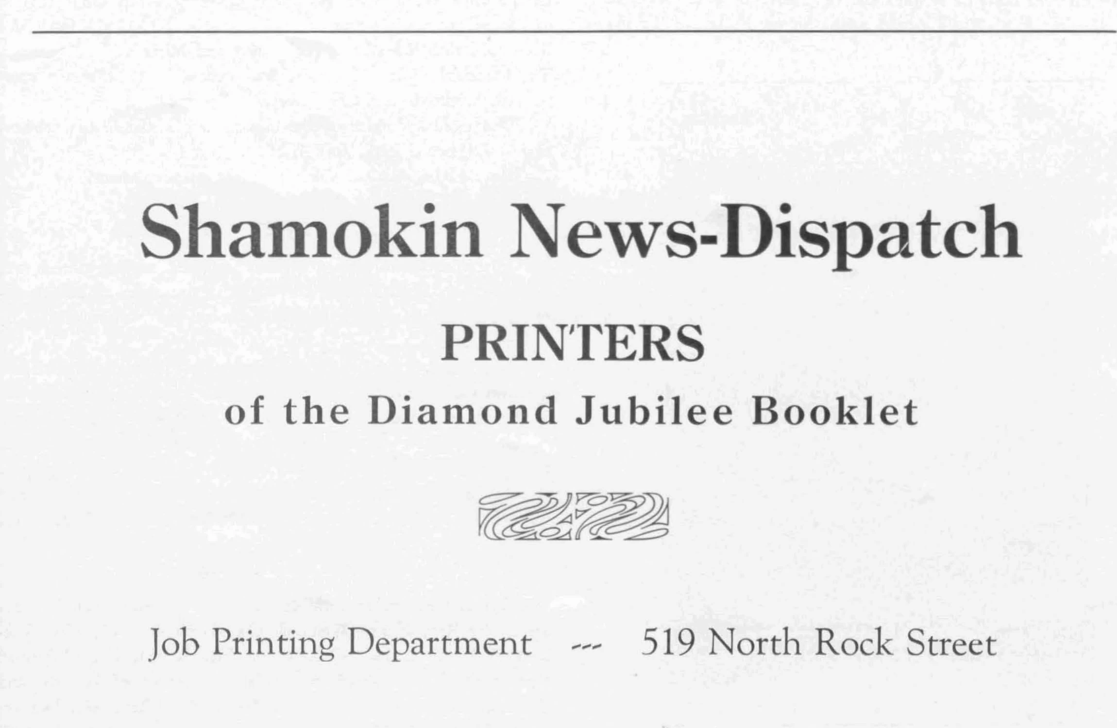 Black-and-white Shamokin News-Dispatch advertisement for its newspaper and job-printing department