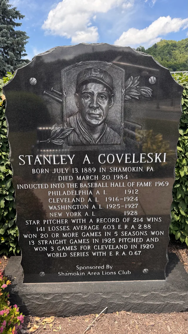 Stanley A. Coveleski marker in Legacy Park