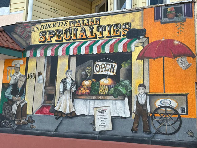 Italian Specialties mural painted on a Shamokin building wall