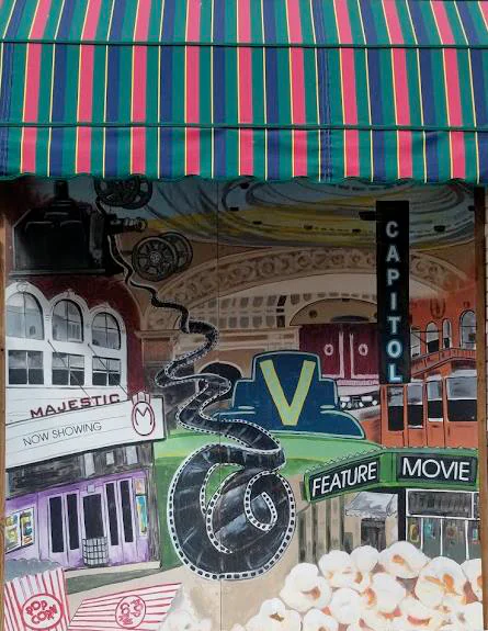 Shamokin Theatres mural depicting historic local movie theaters
