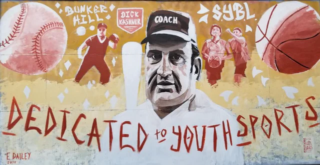 Dedication to Youth Sports mural honoring Dick Kashner in Shamokin