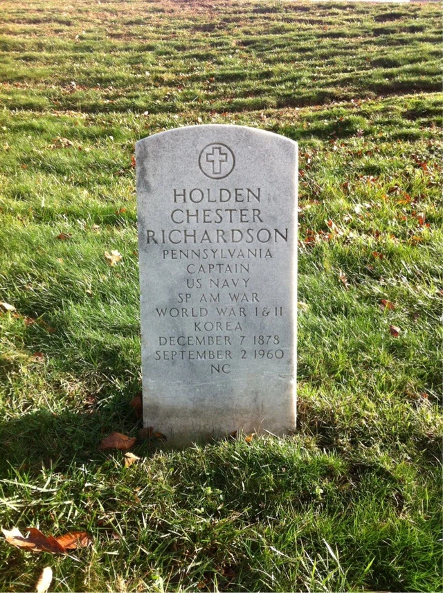 Richardson’s military headstone inscribed with his name, Pennsylvania, captain, U.S. Navy, and birth and death dates