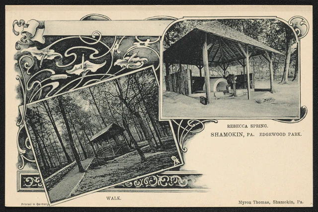 1905 postcard view of Rebecca Spring at Edgewood Park in Shamokin
