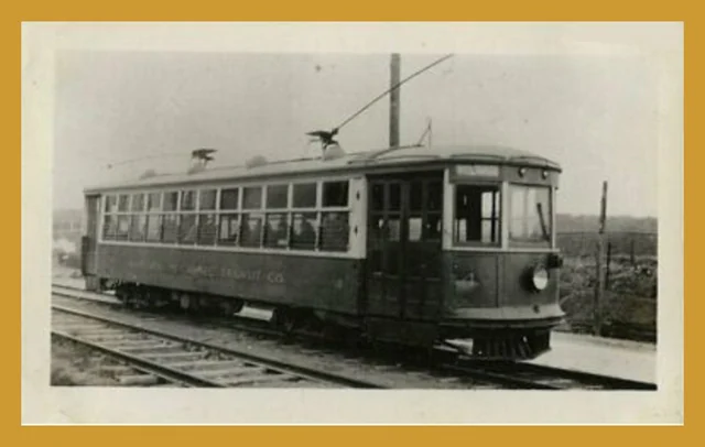 Historic Shamokin street scene with streetcar No. 6 on tracks