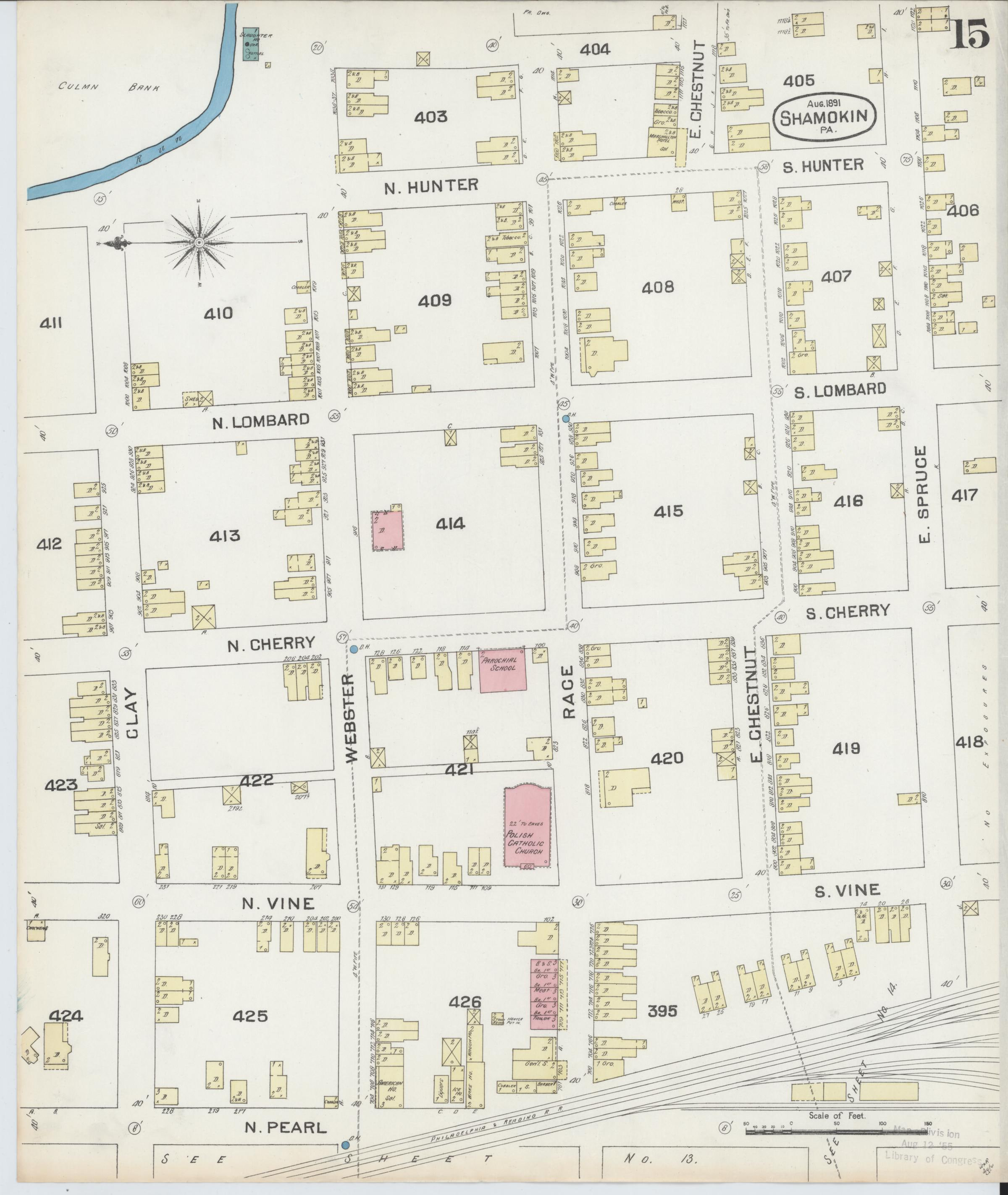 August 1891 Sanborn fire insurance map of Shamokin, Page 15.