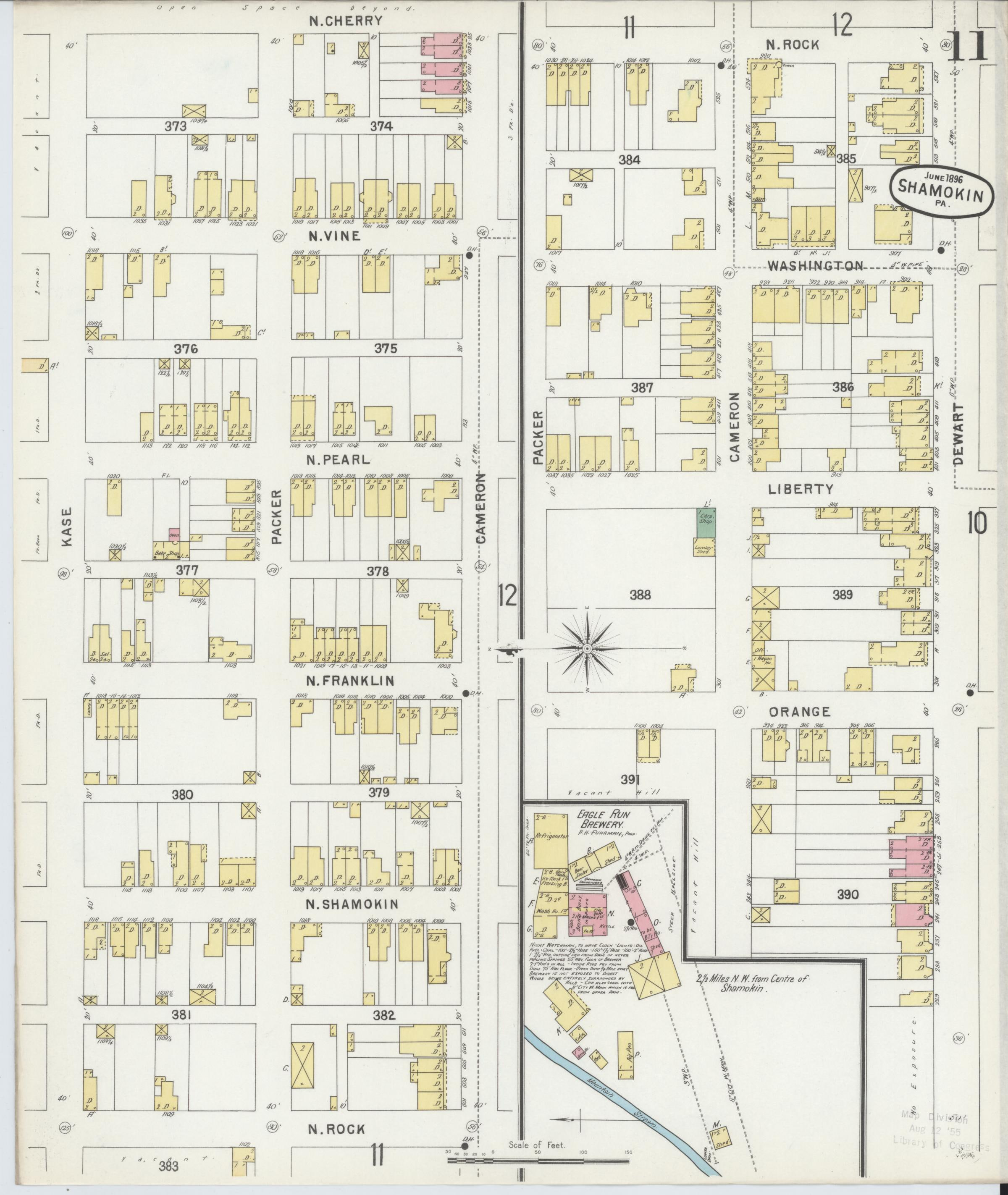June 1896 Sanborn fire insurance map of Shamokin, Page 11.
