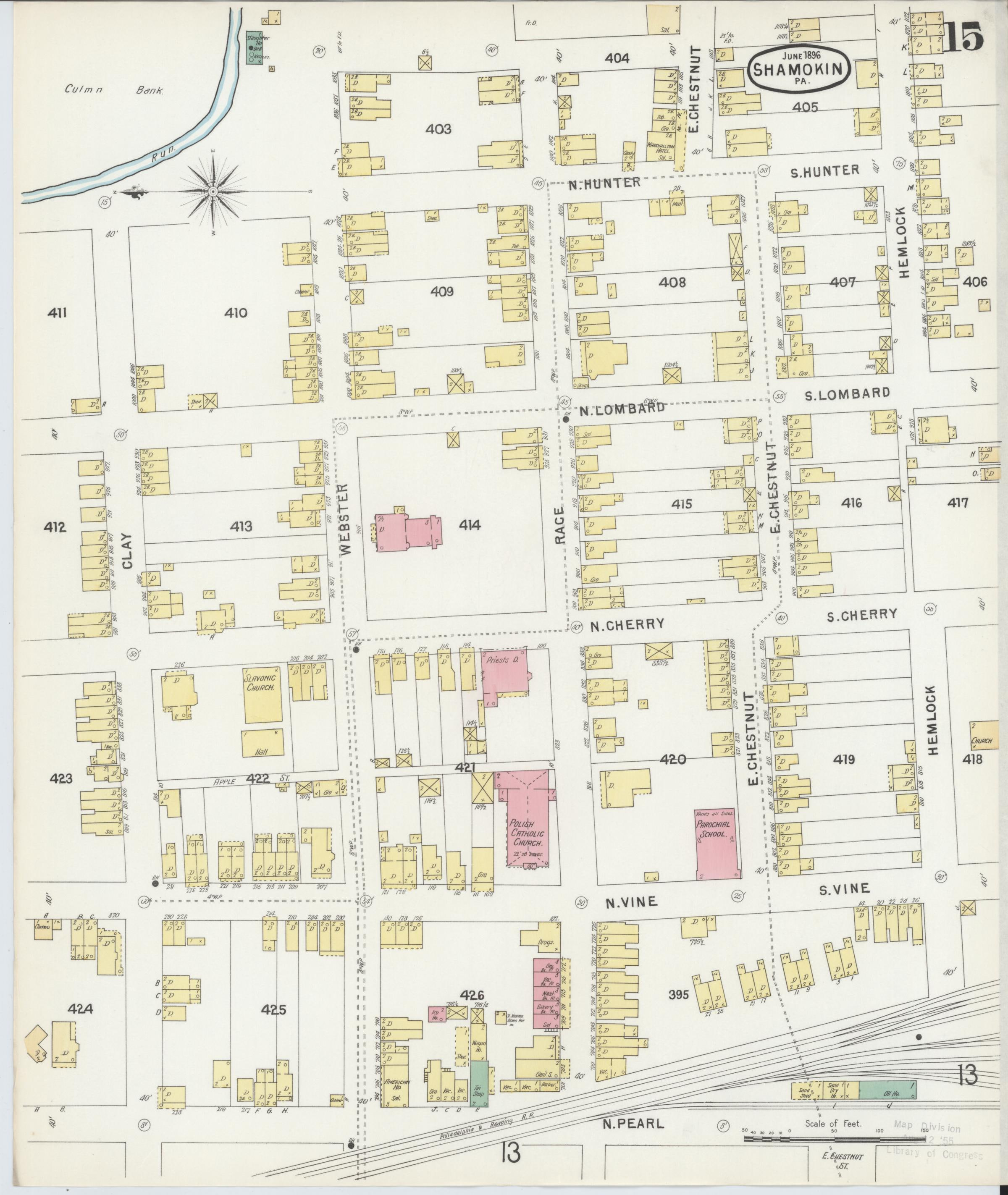 June 1896 Sanborn fire insurance map of Shamokin, Page 15.