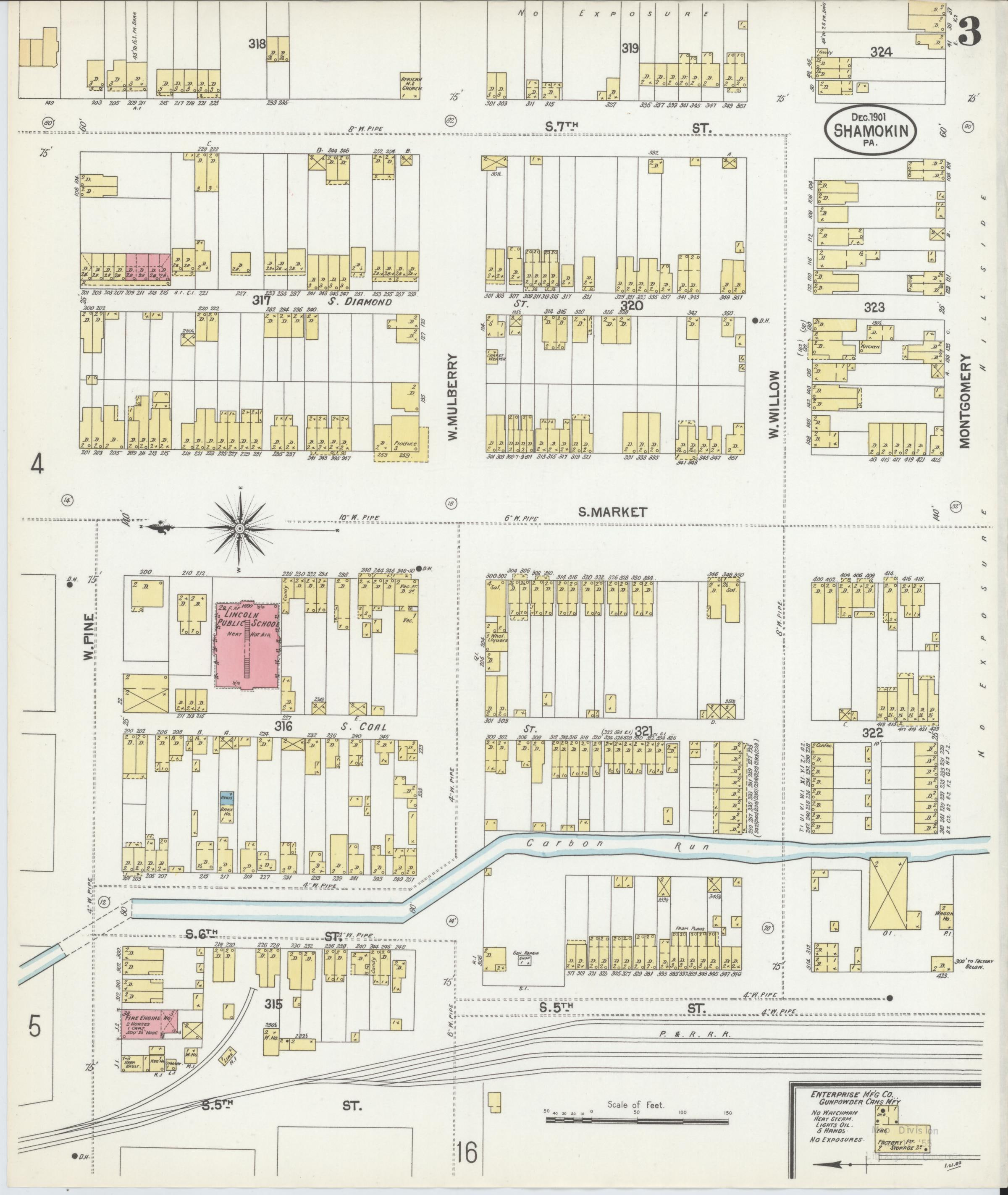December 1901 Sanborn fire insurance map of Shamokin, Page 3.