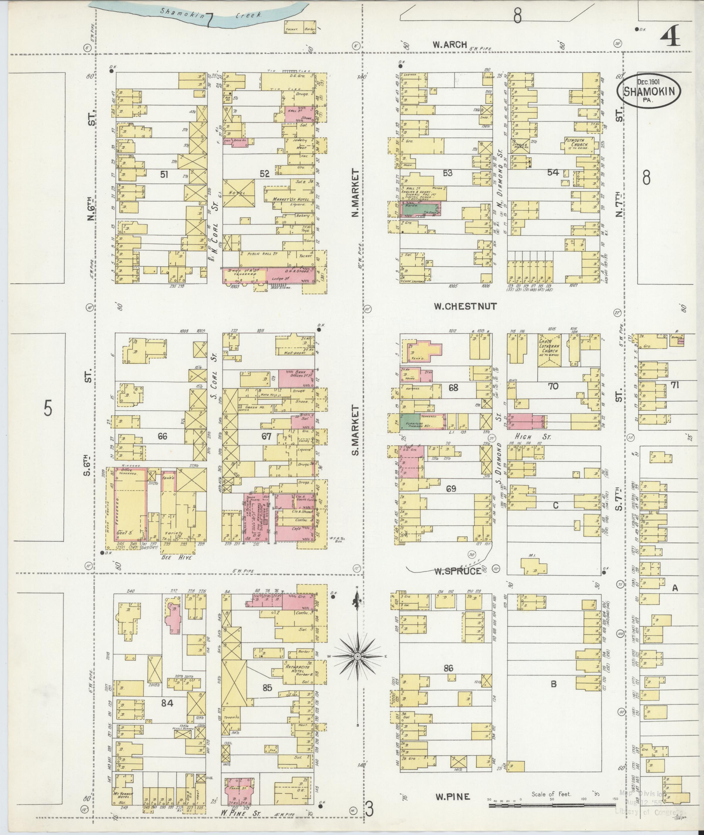December 1901 Sanborn fire insurance map of Shamokin, Page 4.
