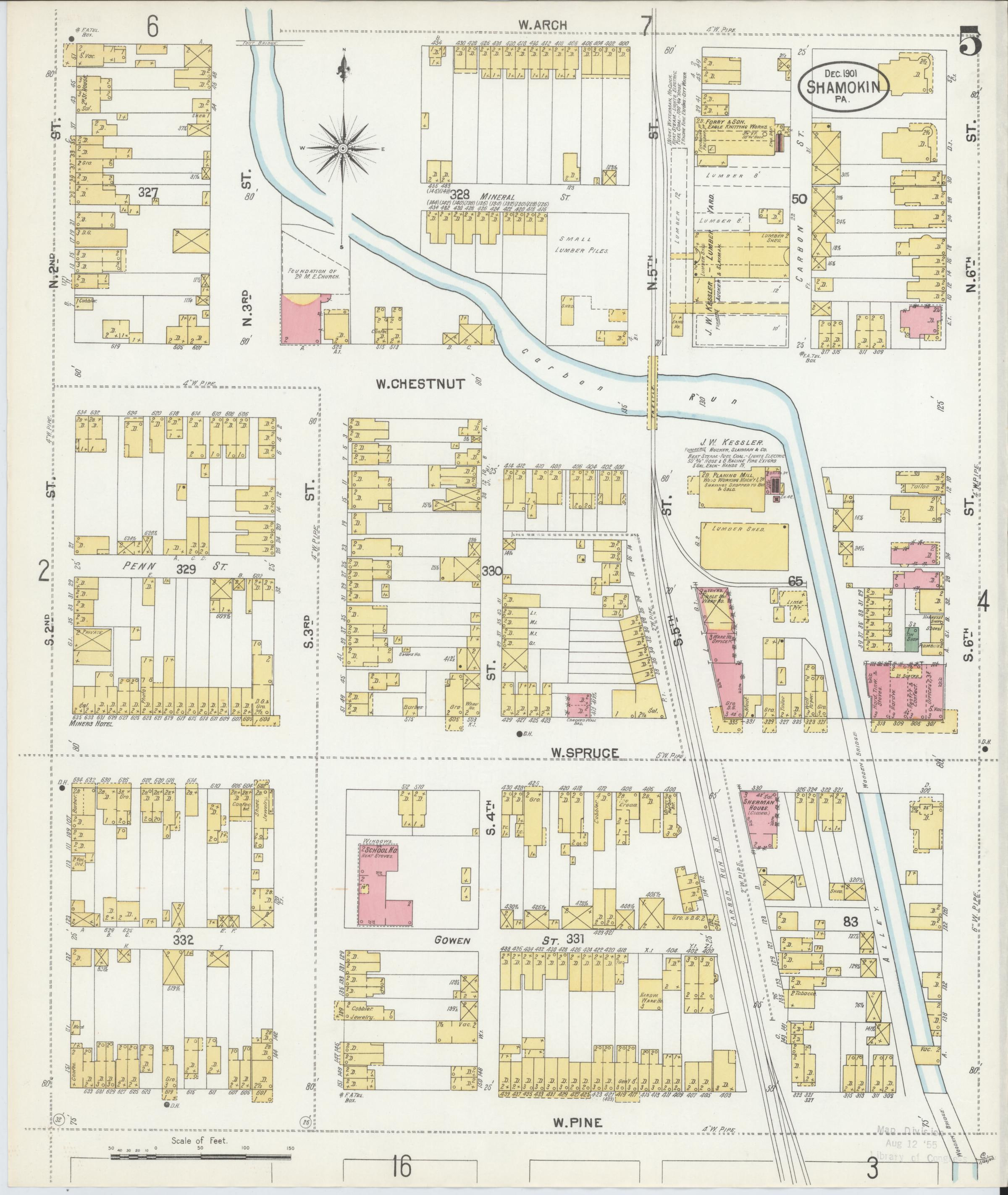 December 1901 Sanborn fire insurance map of Shamokin, Page 5.