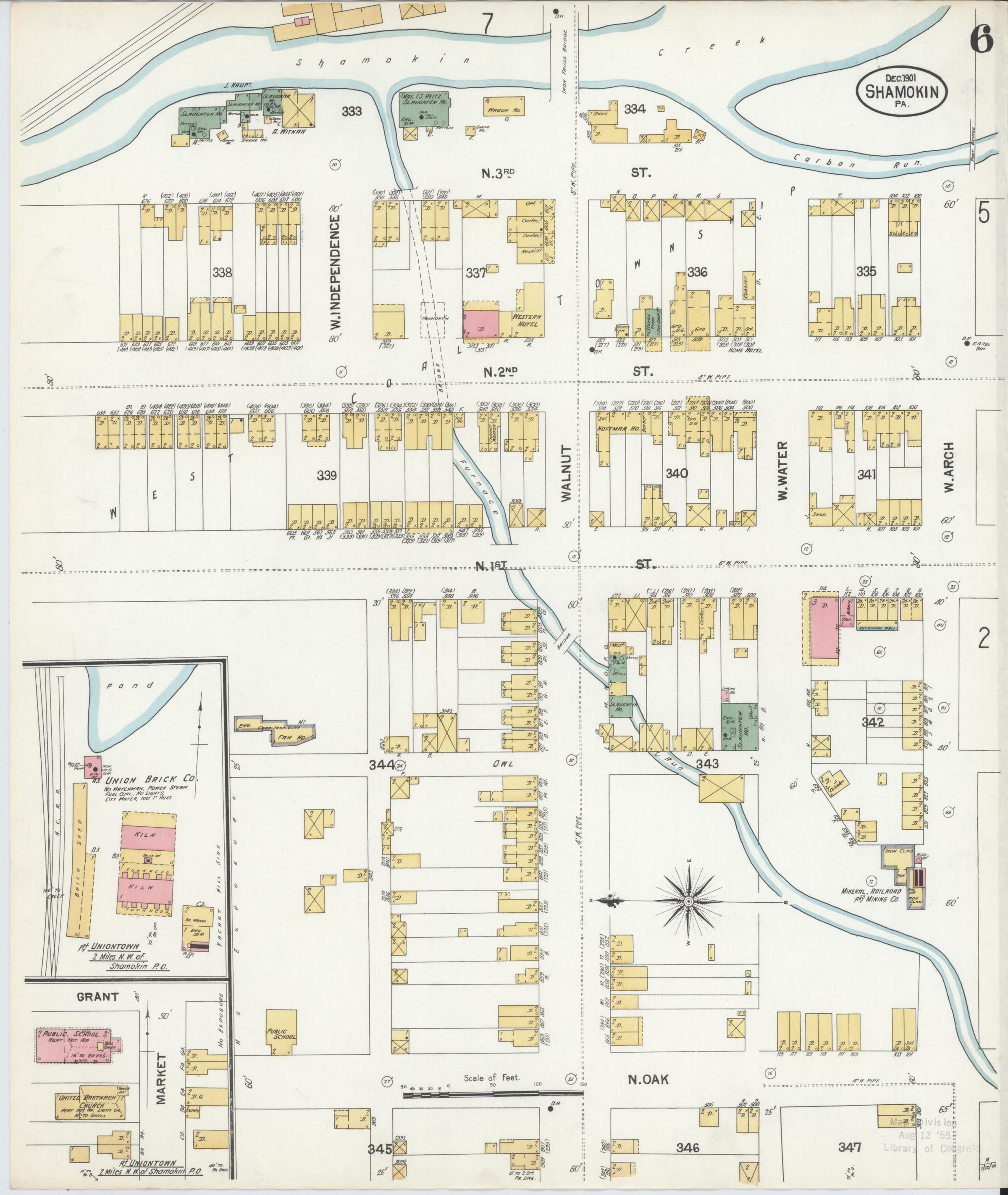 December 1901 Sanborn fire insurance map of Shamokin, Page 6.
