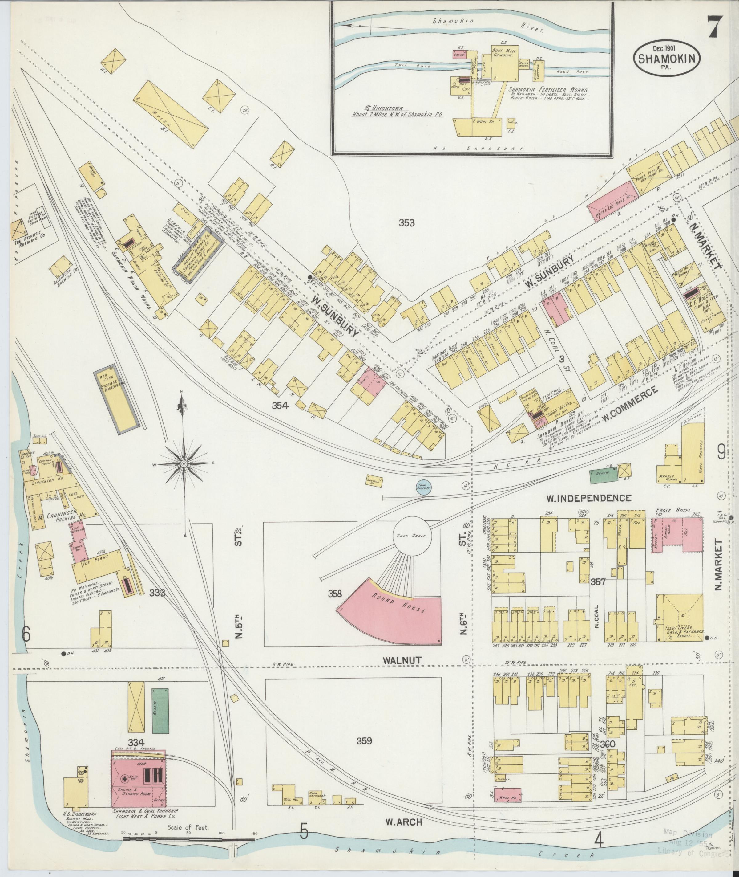 December 1901 Sanborn fire insurance map of Shamokin, Page 7.
