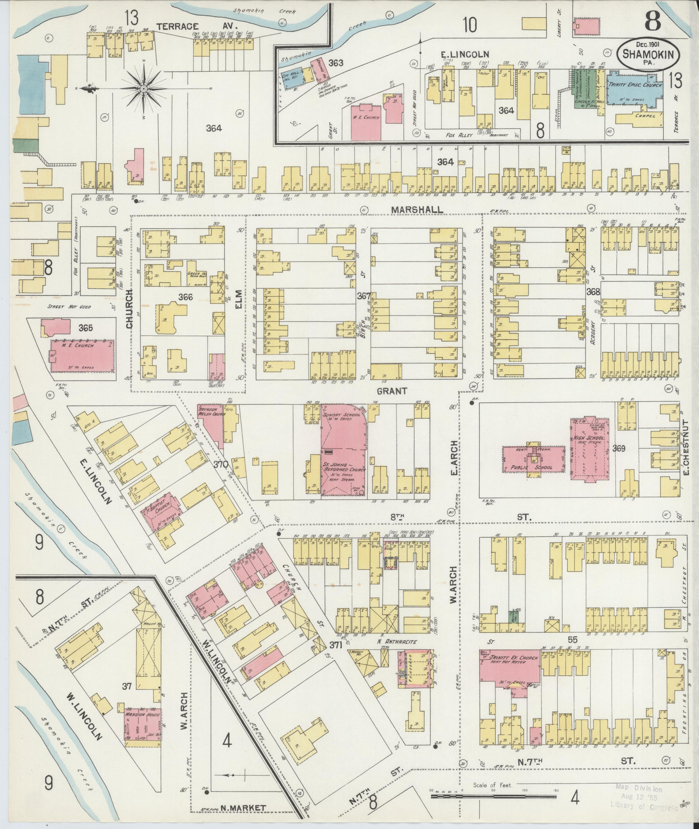 December 1901 Sanborn fire insurance map of Shamokin, Page 8.