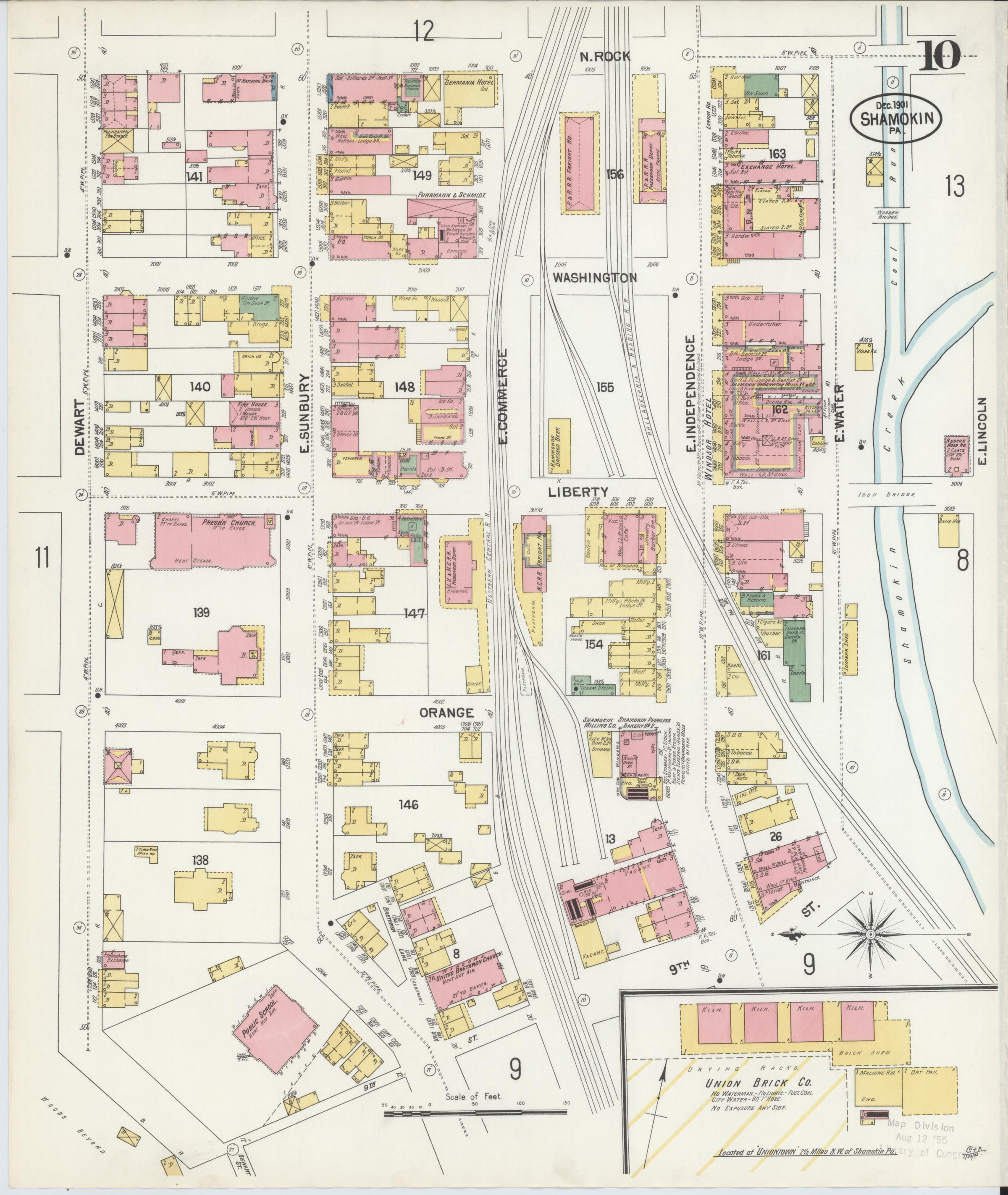 December 1901 Sanborn fire insurance map of Shamokin, Page 10.