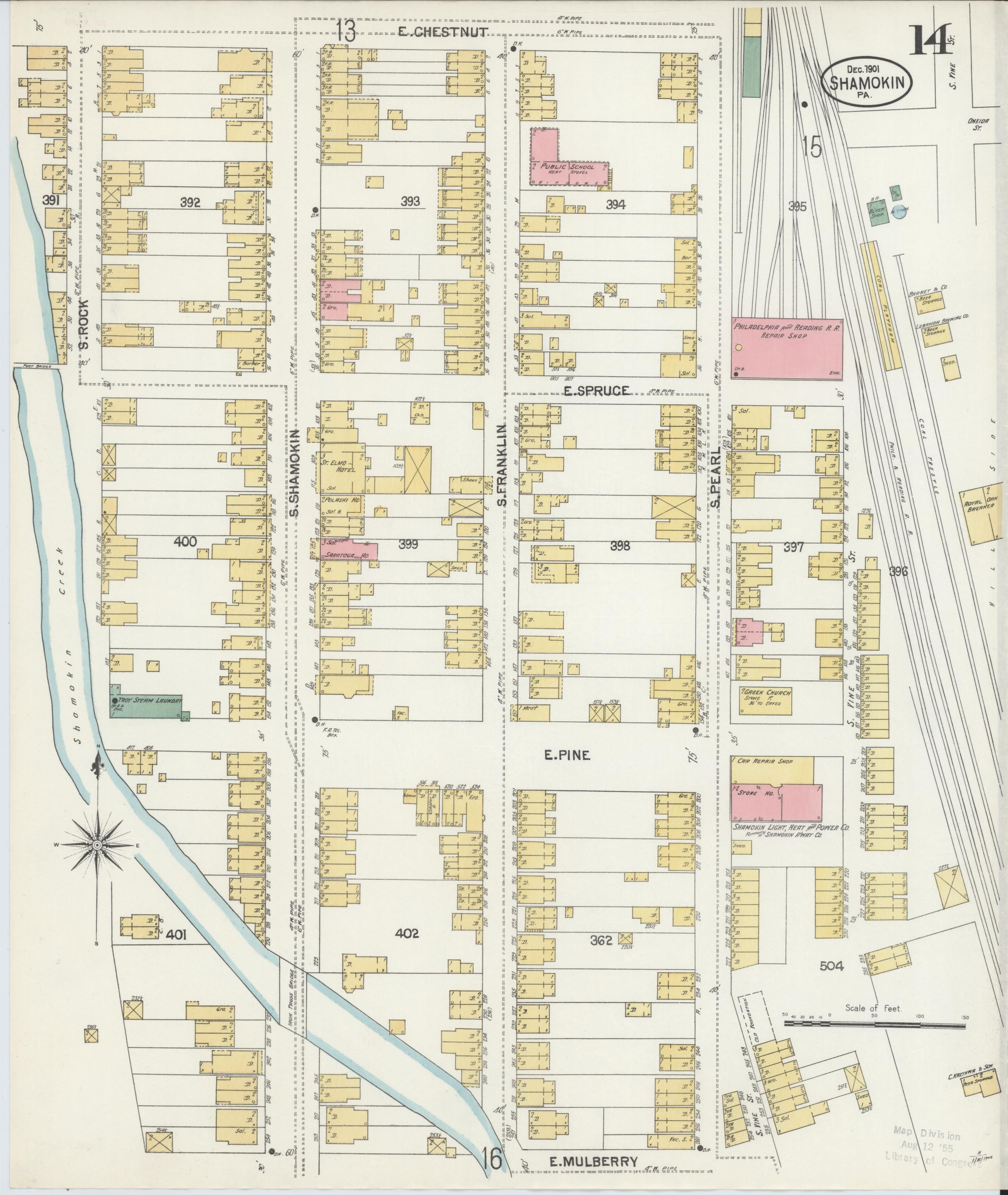 December 1901 Sanborn fire insurance map of Shamokin, Page 14.