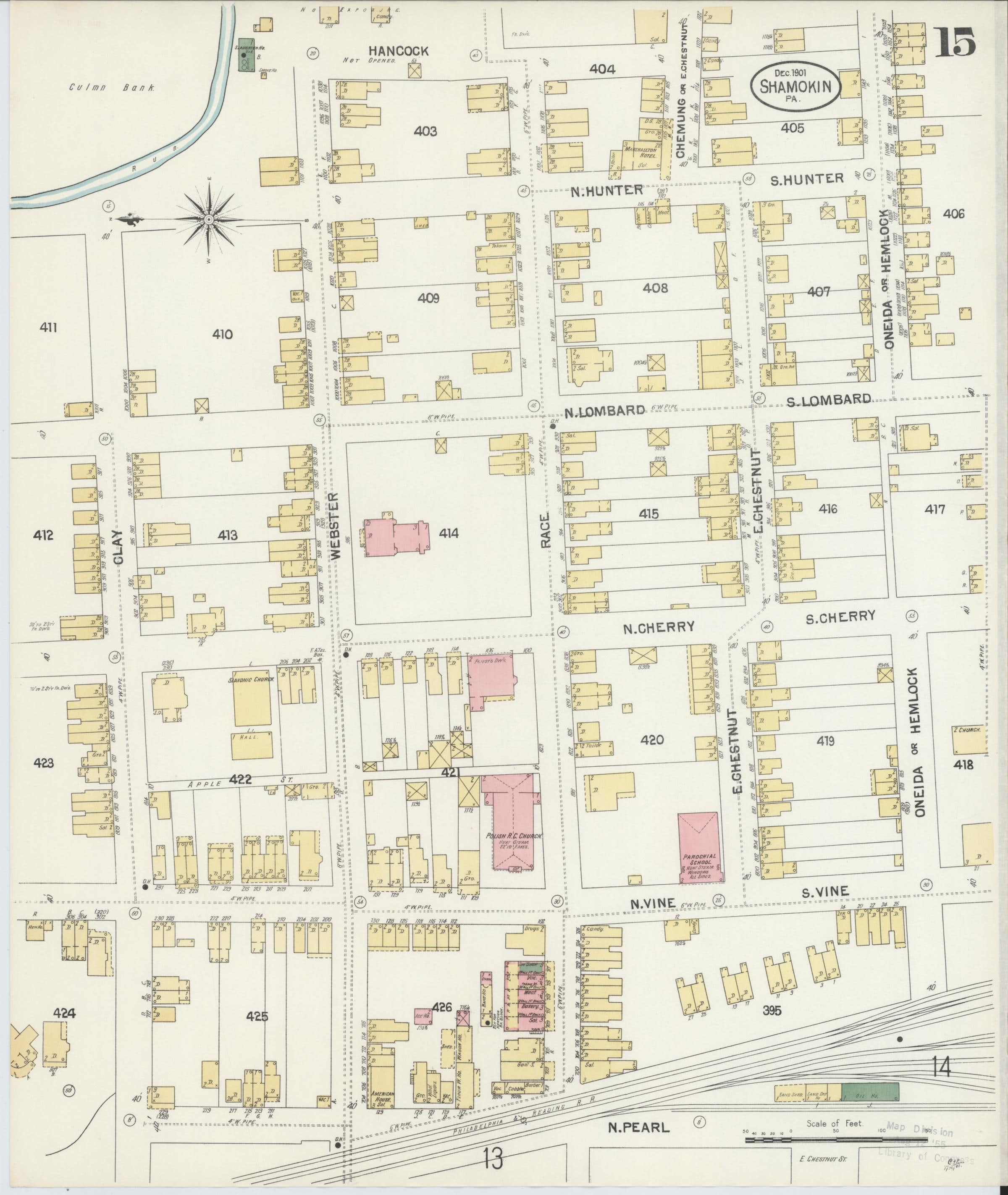 December 1901 Sanborn fire insurance map of Shamokin, Page 15.