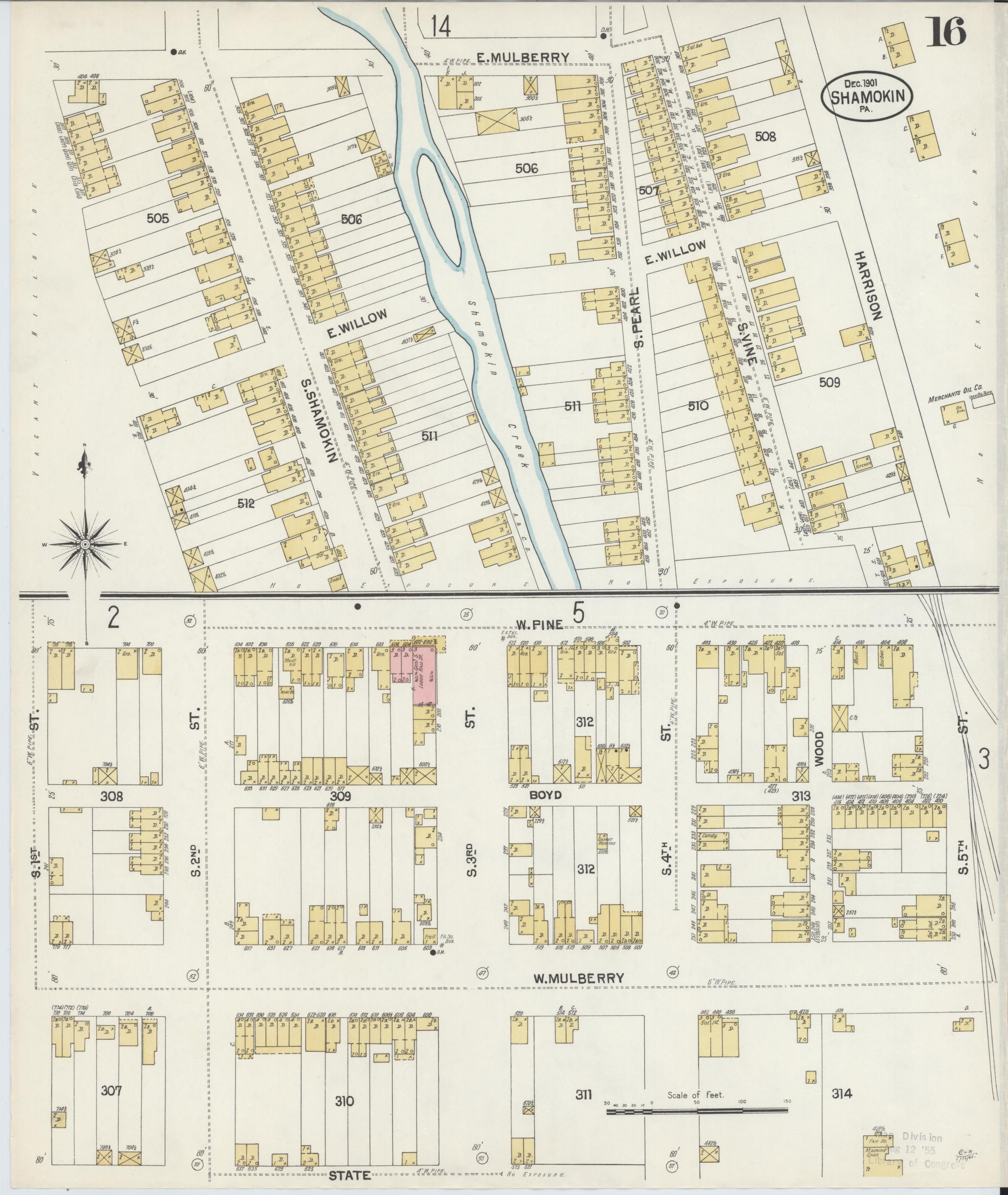 December 1901 Sanborn fire insurance map of Shamokin, Page 16.