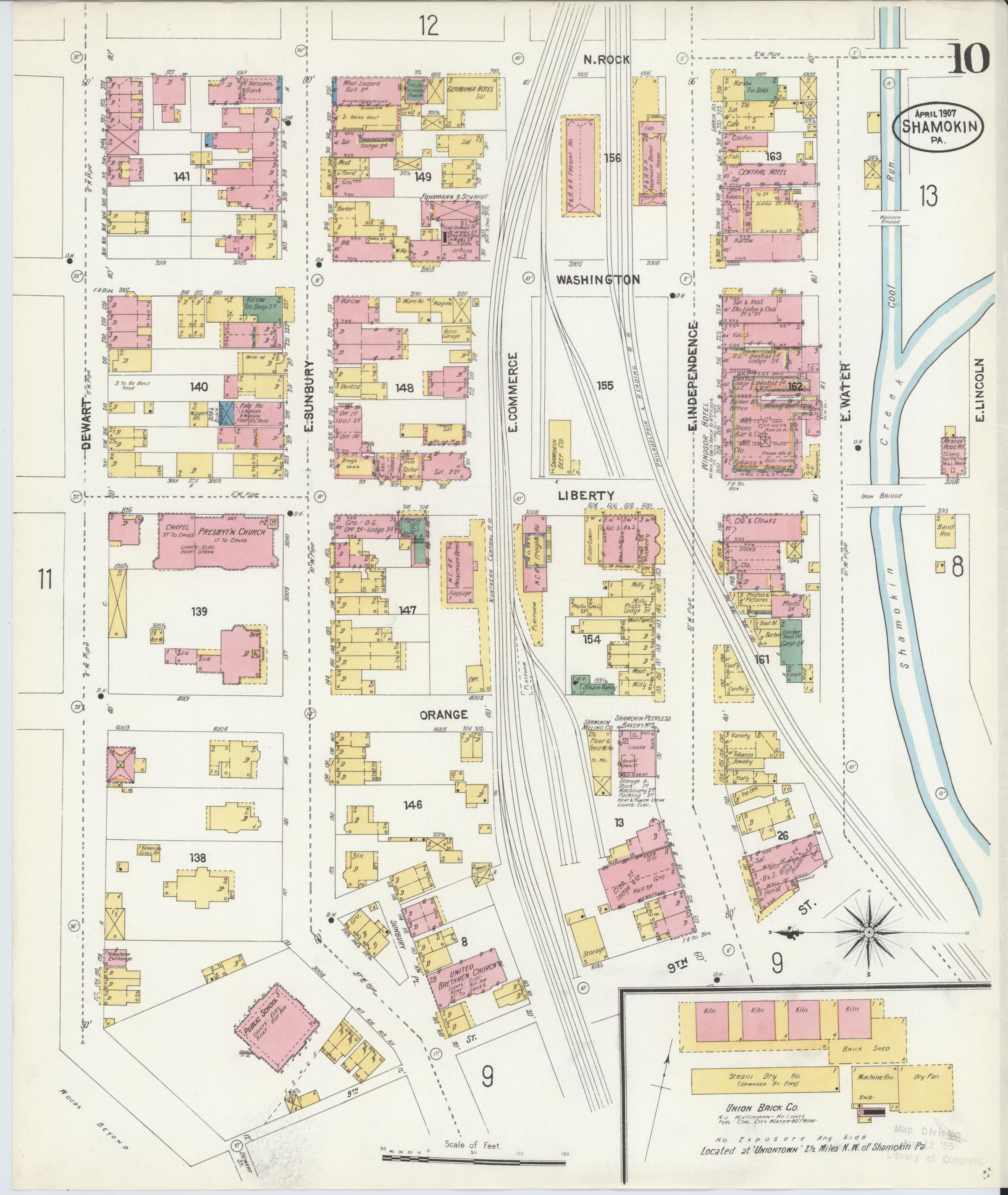 April 1907 Sanborn fire insurance map of Shamokin, Page 10.