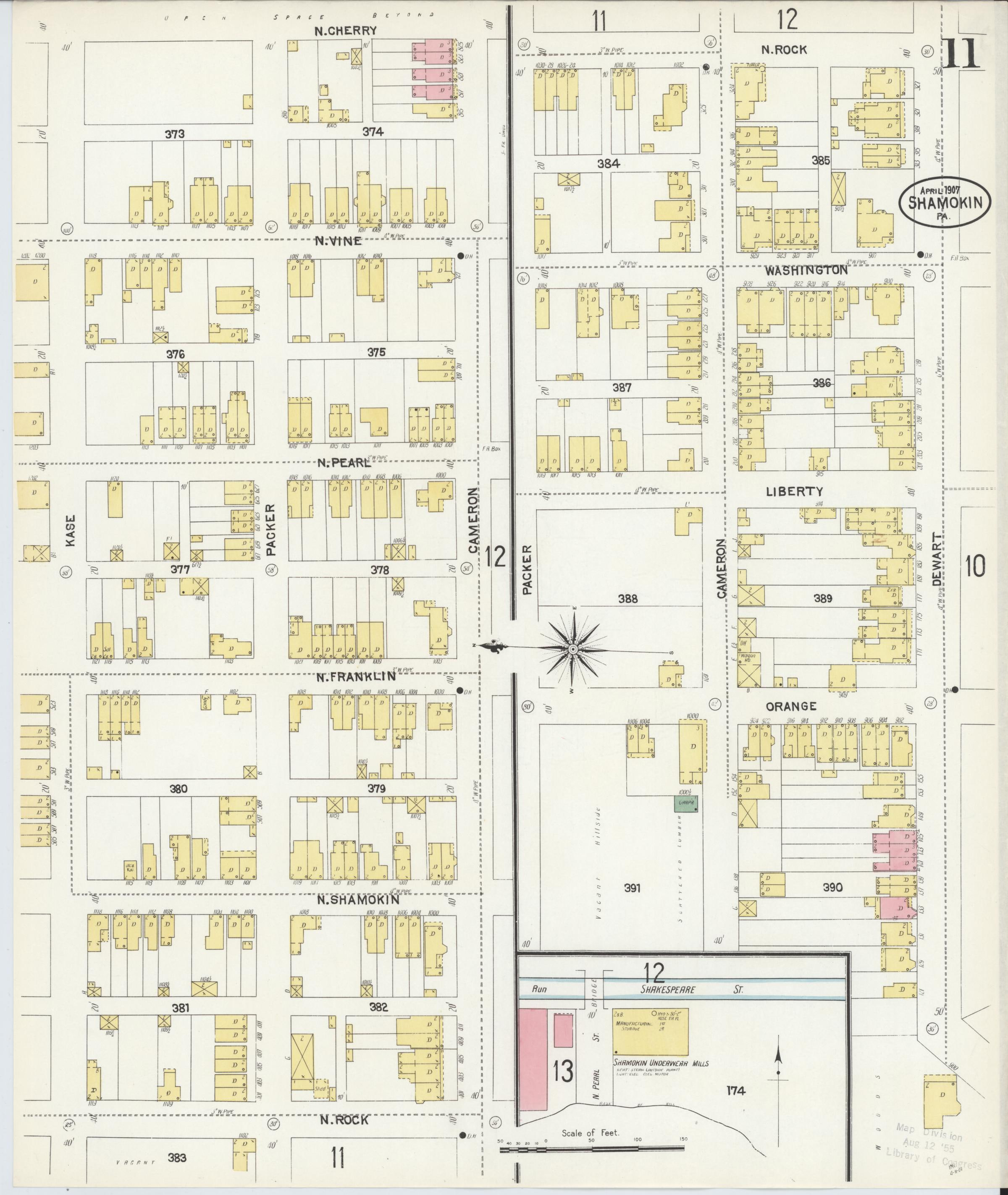April 1907 Sanborn fire insurance map of Shamokin, Page 11.