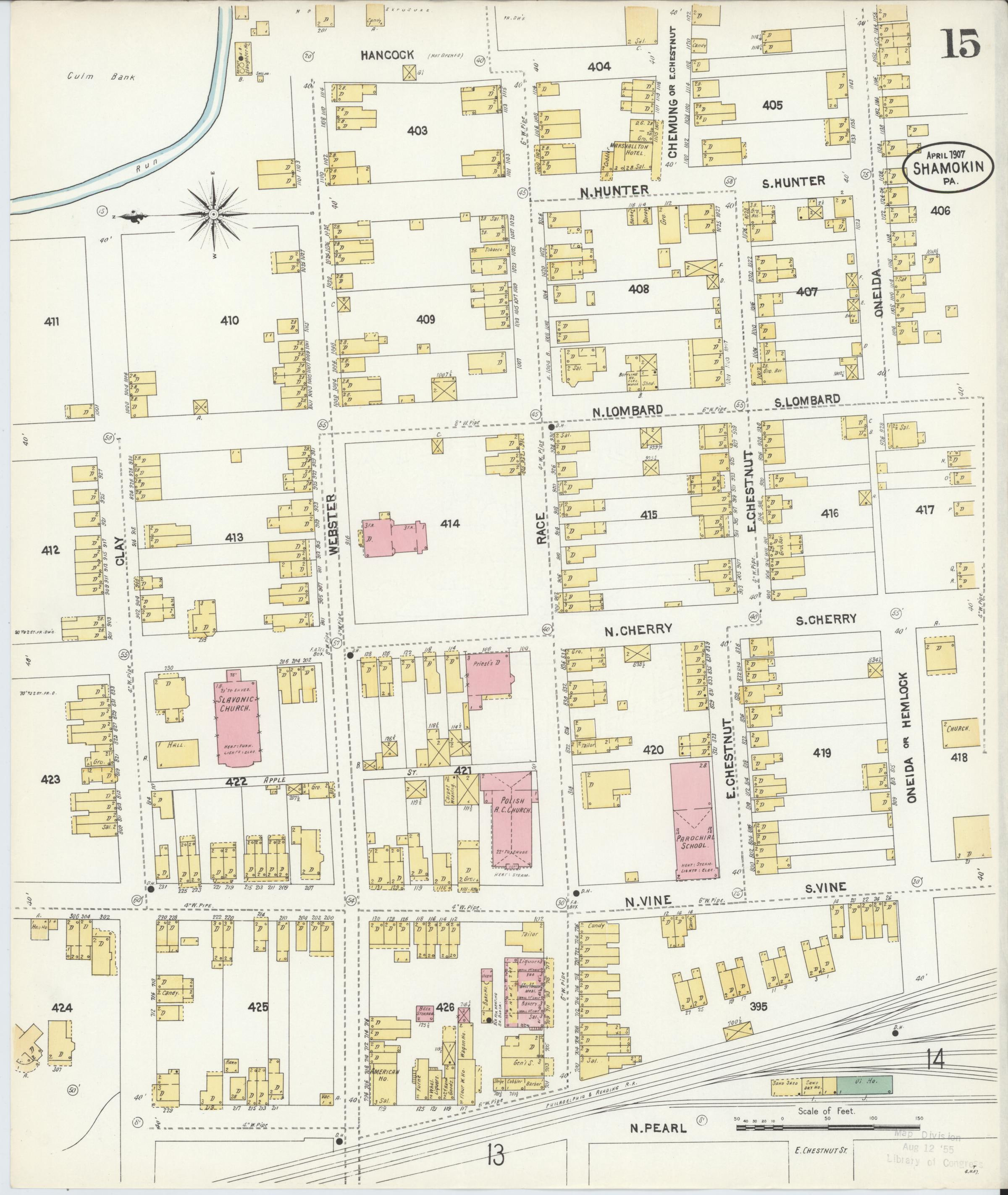 April 1907 Sanborn fire insurance map of Shamokin, Page 15.