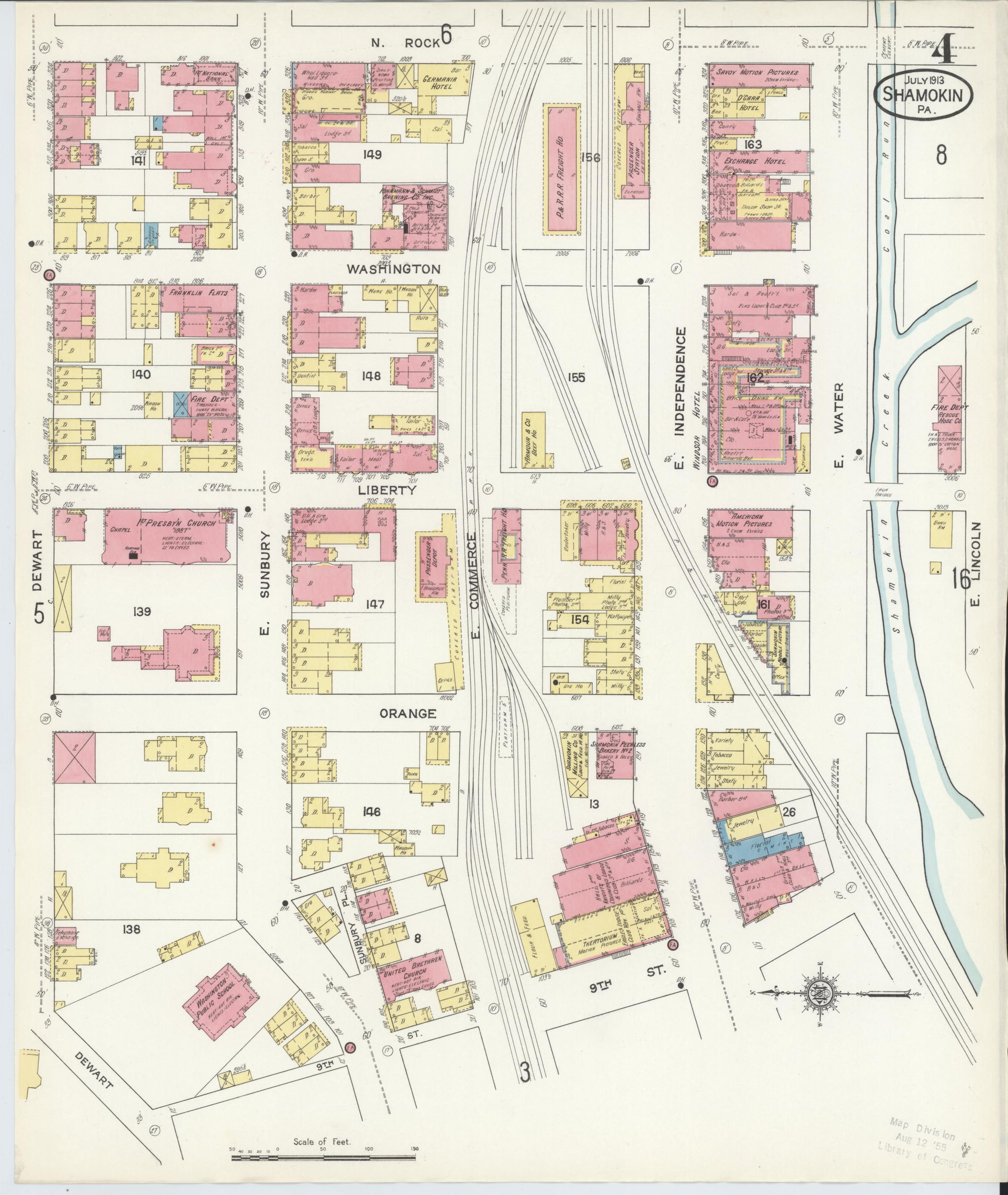 July 1913 Sanborn fire insurance map of Shamokin, Page 4.