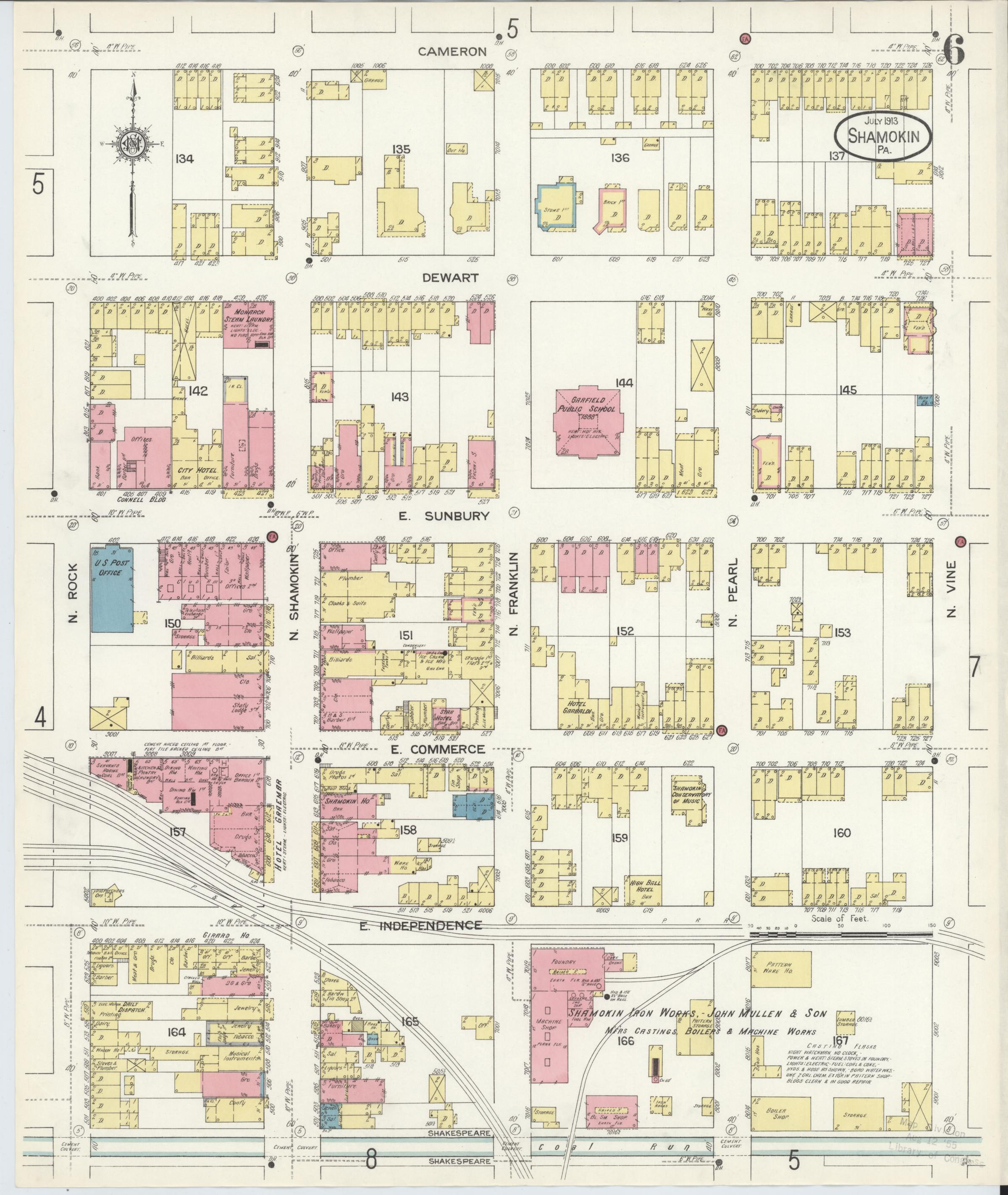 July 1913 Sanborn fire insurance map of Shamokin, Page 6.