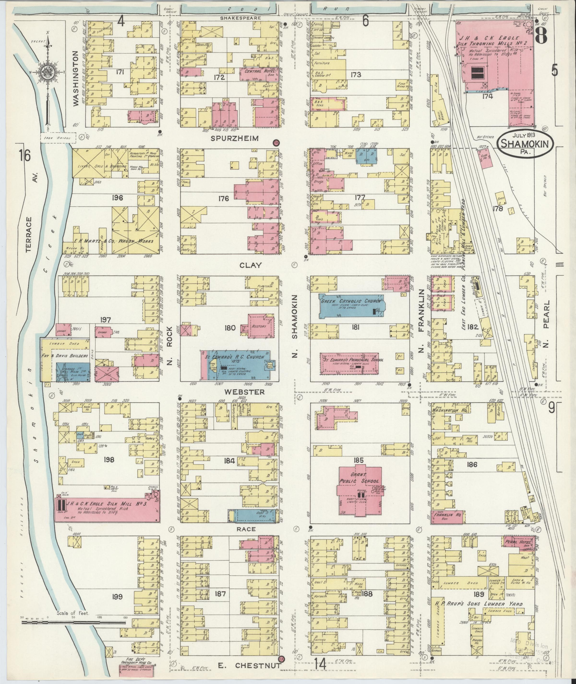 July 1913 Sanborn fire insurance map of Shamokin, Page 8.