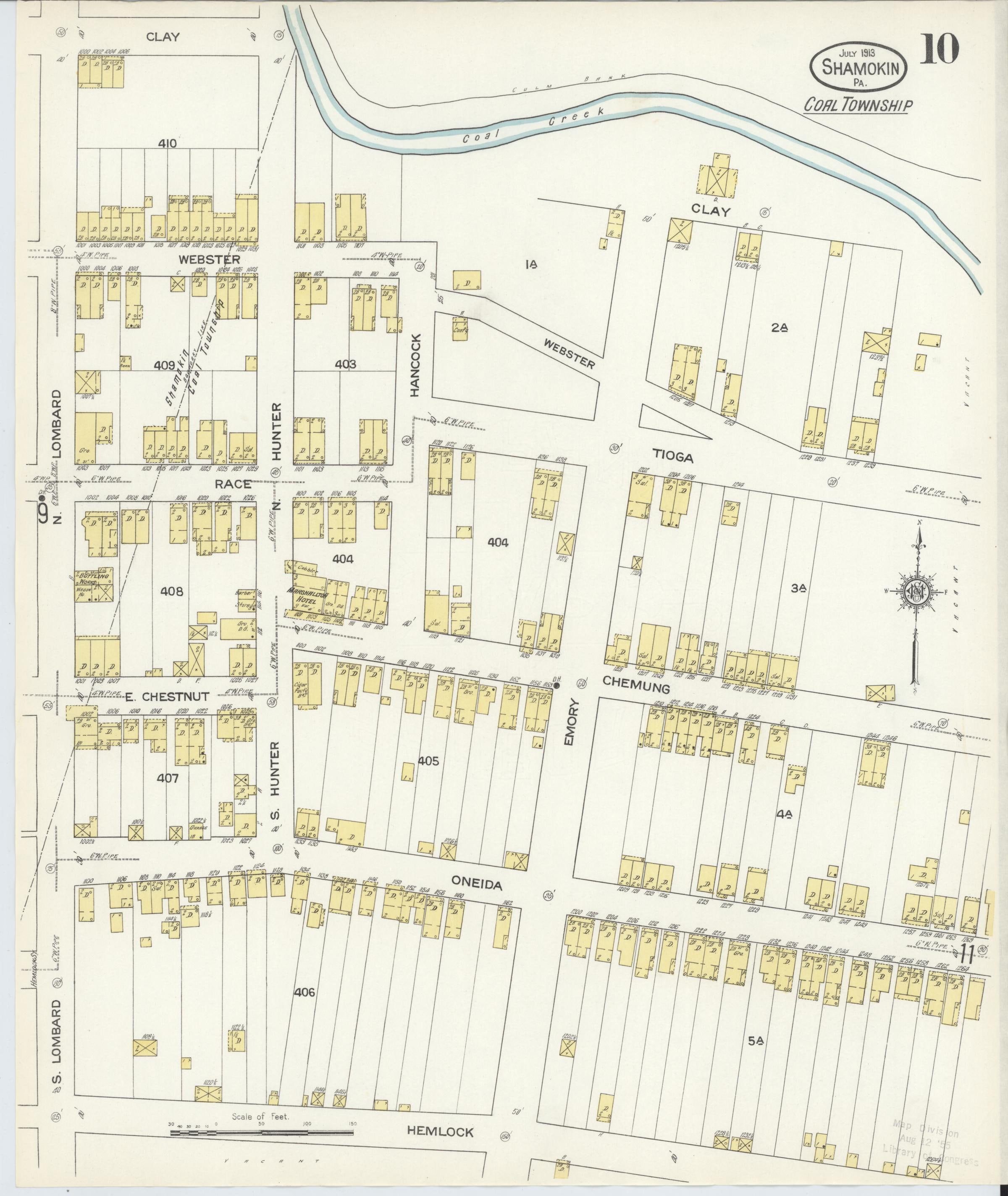 July 1913 Sanborn fire insurance map of Shamokin, Page 10.
