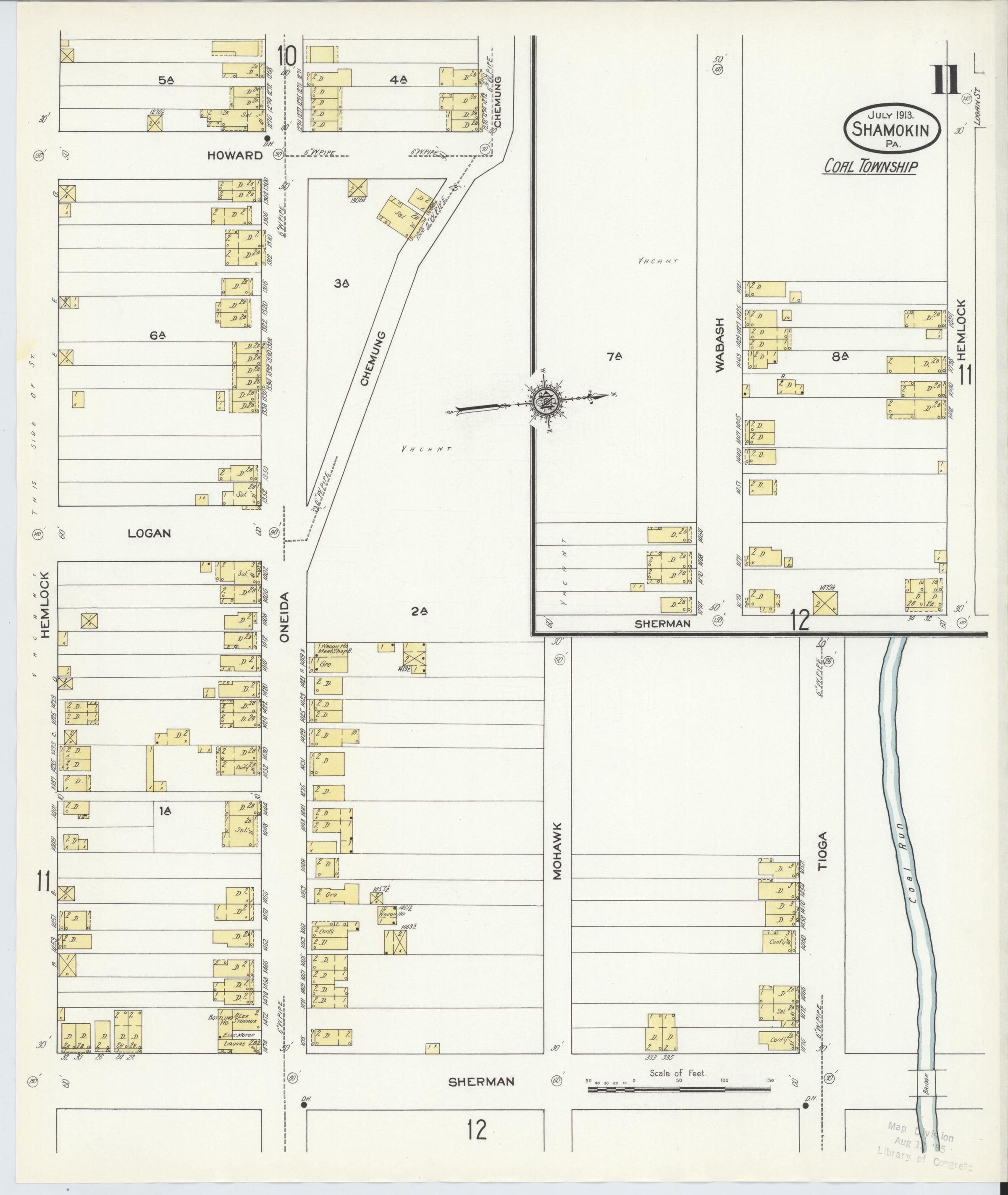 July 1913 Sanborn fire insurance map of Shamokin, Page 11.