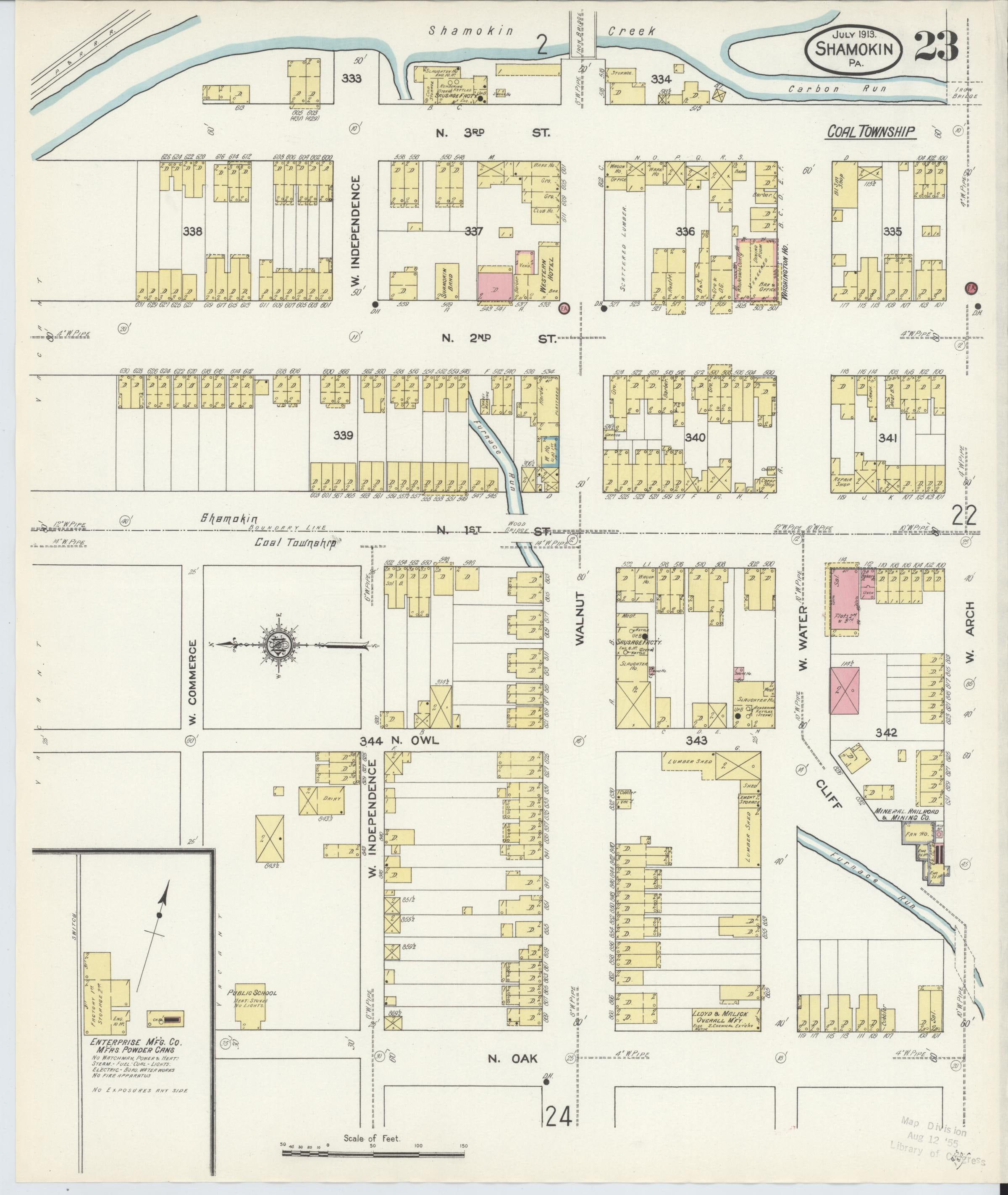 July 1913 Sanborn fire insurance map of Shamokin, Page 23.