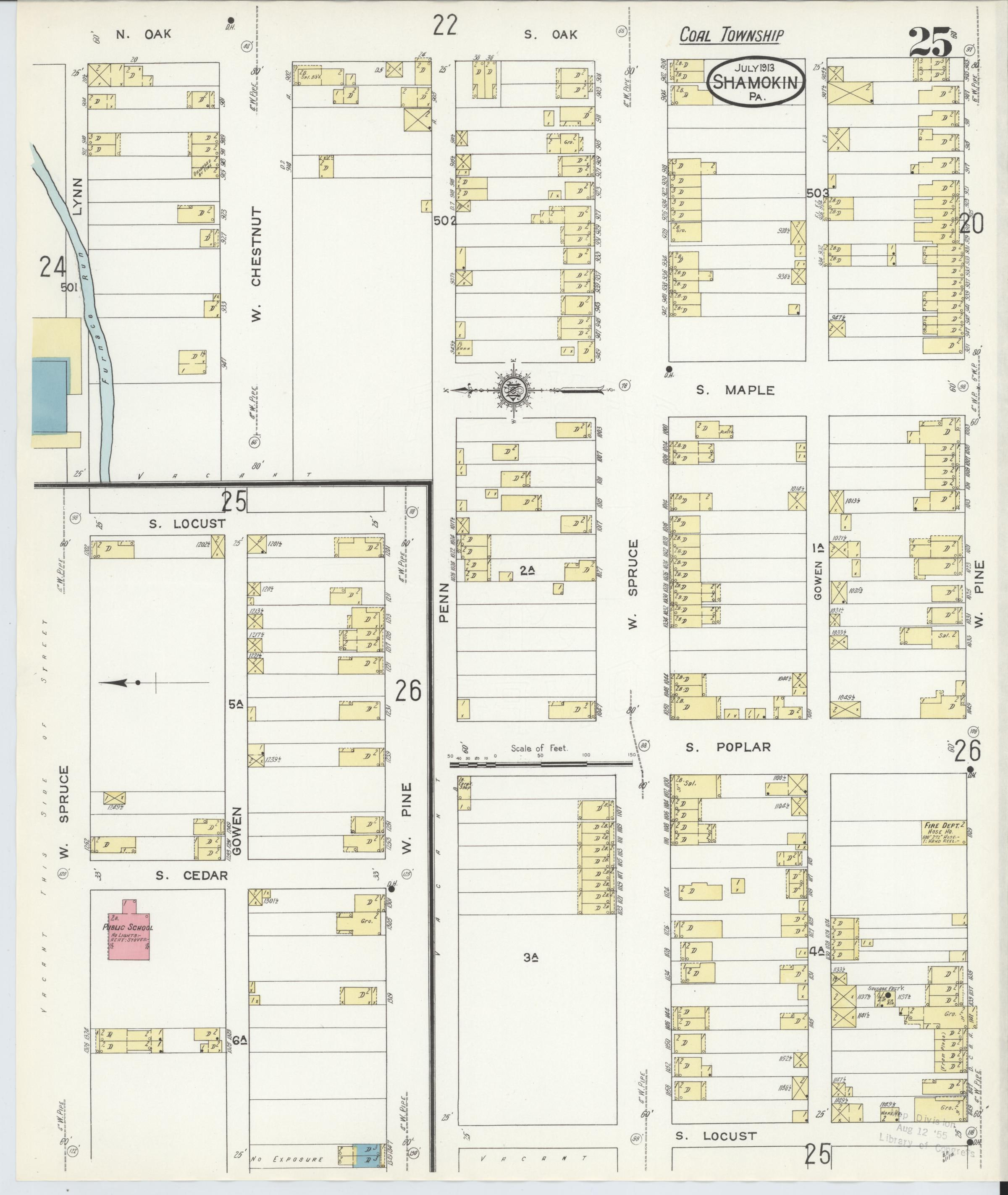 July 1913 Sanborn fire insurance map of Shamokin, Page 25.