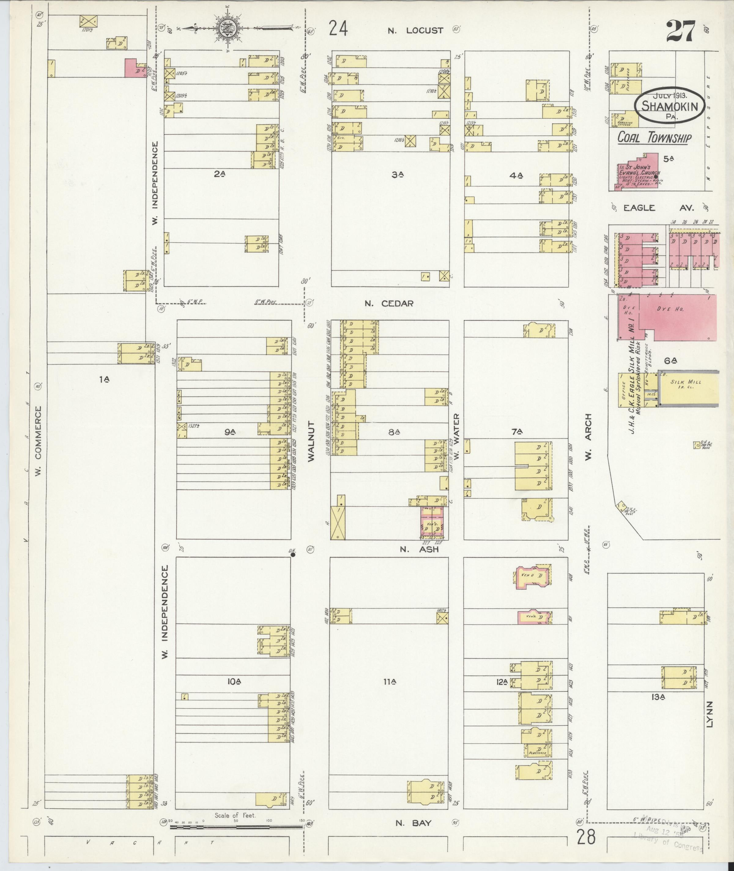 July 1913 Sanborn fire insurance map of Shamokin, Page 27.