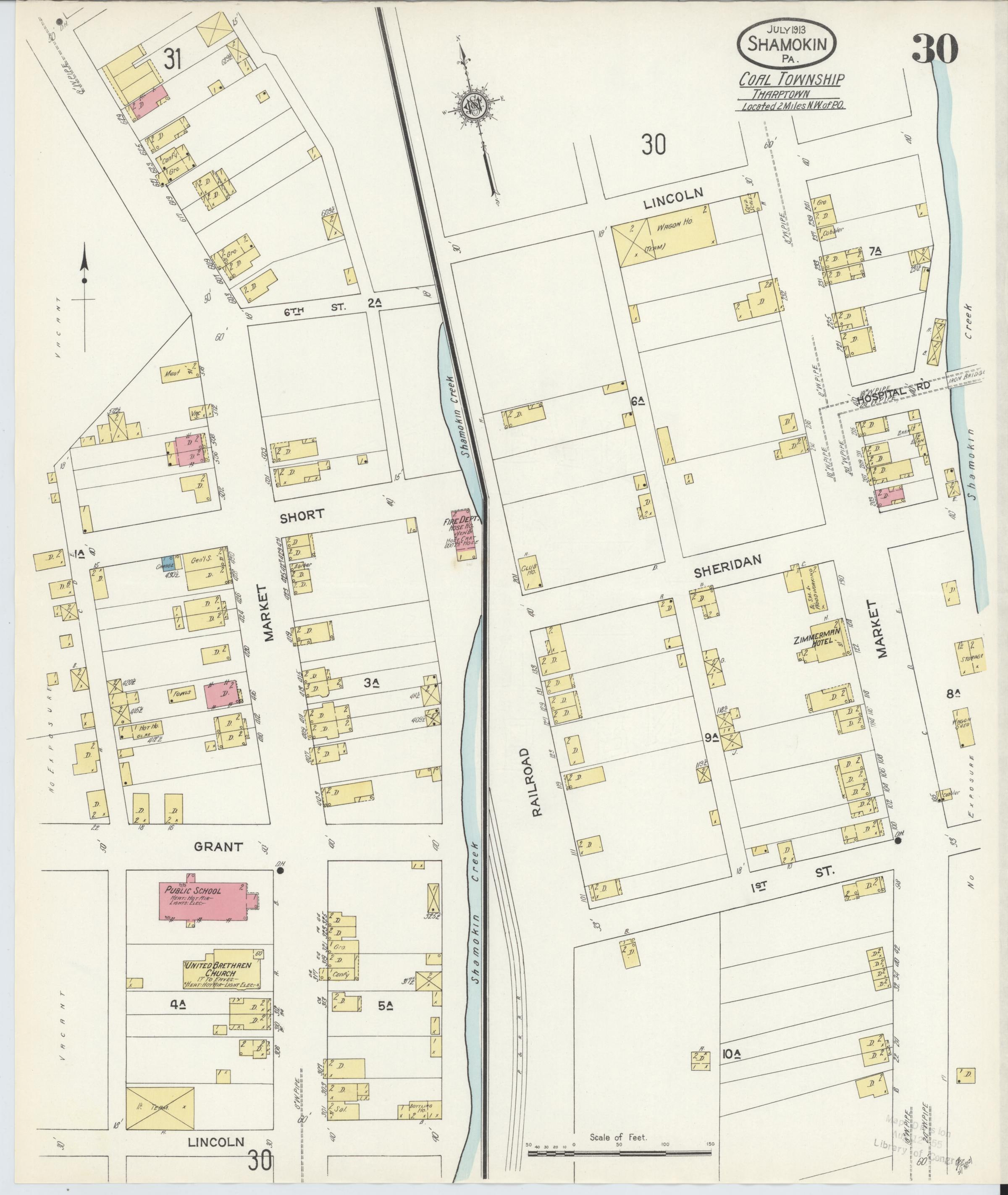 July 1913 Sanborn fire insurance map of Shamokin, Page 30.