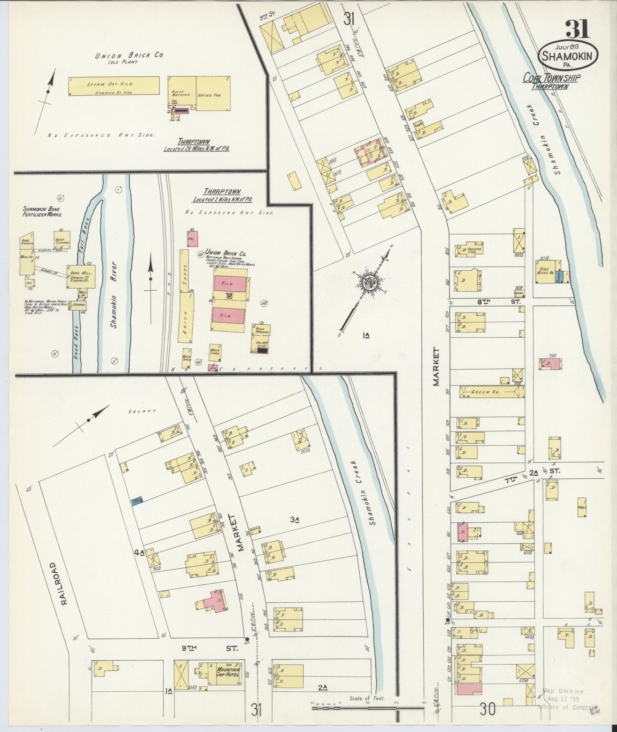 July 1913 Sanborn fire insurance map of Shamokin, Page 31.