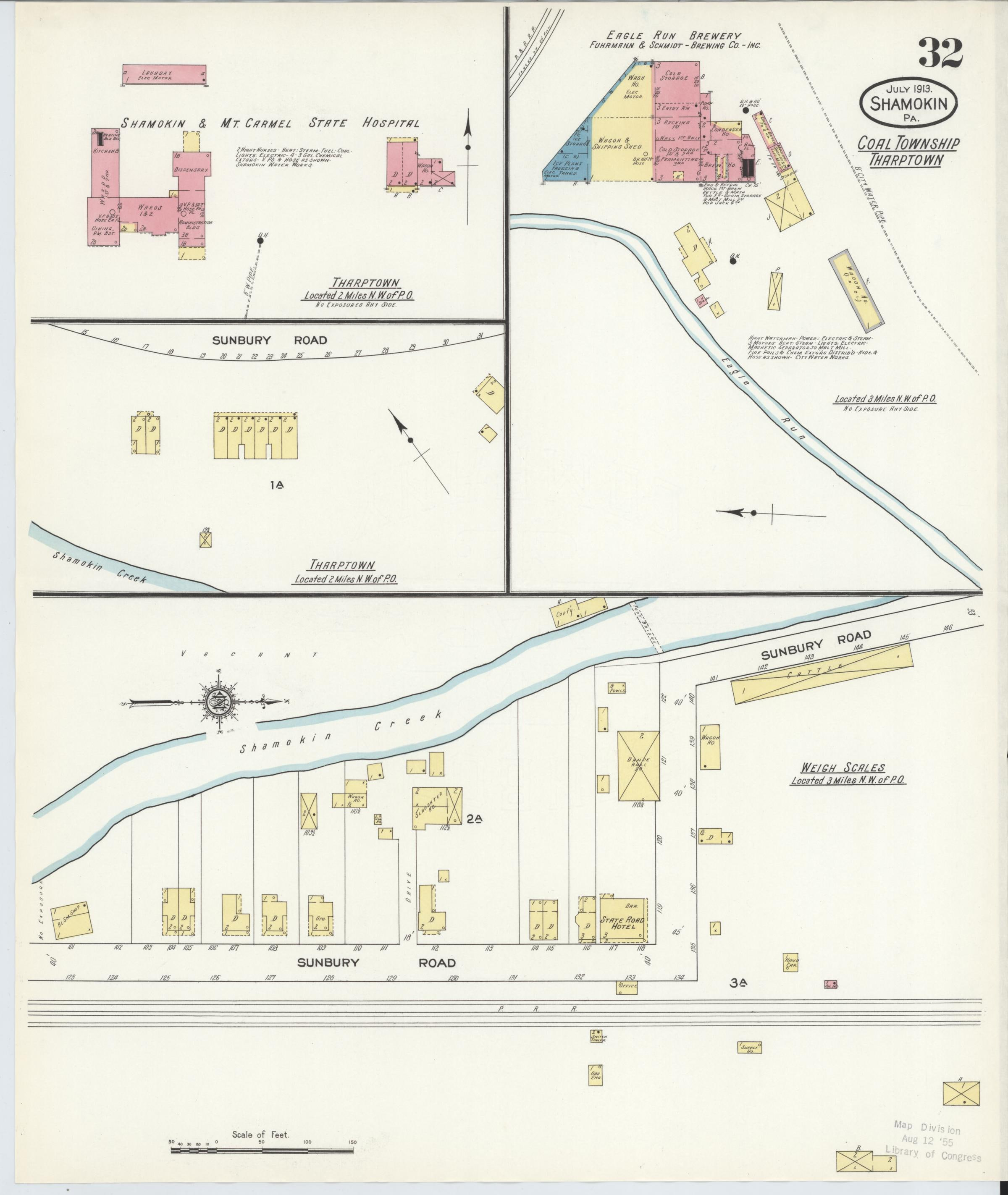 July 1913 Sanborn fire insurance map of Shamokin, Page 32.