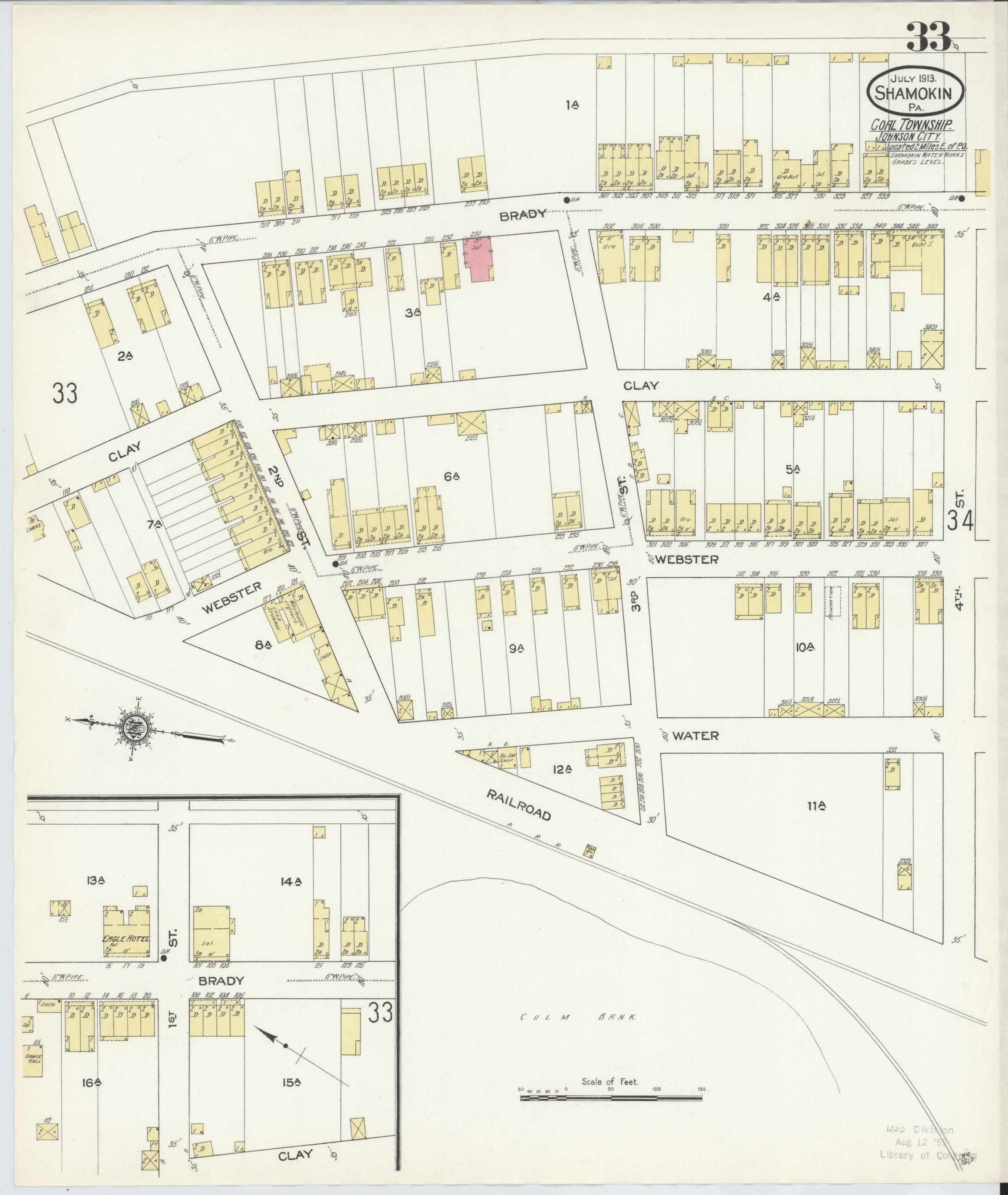 July 1913 Sanborn fire insurance map of Shamokin, Page 33.