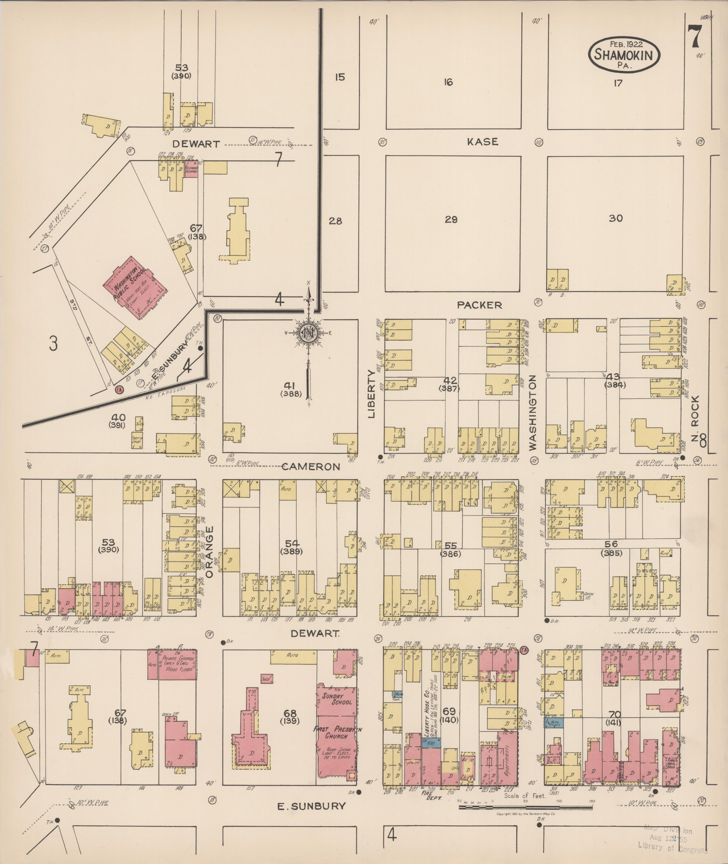 February 1922 Sanborn fire insurance map of Shamokin, Page 7.