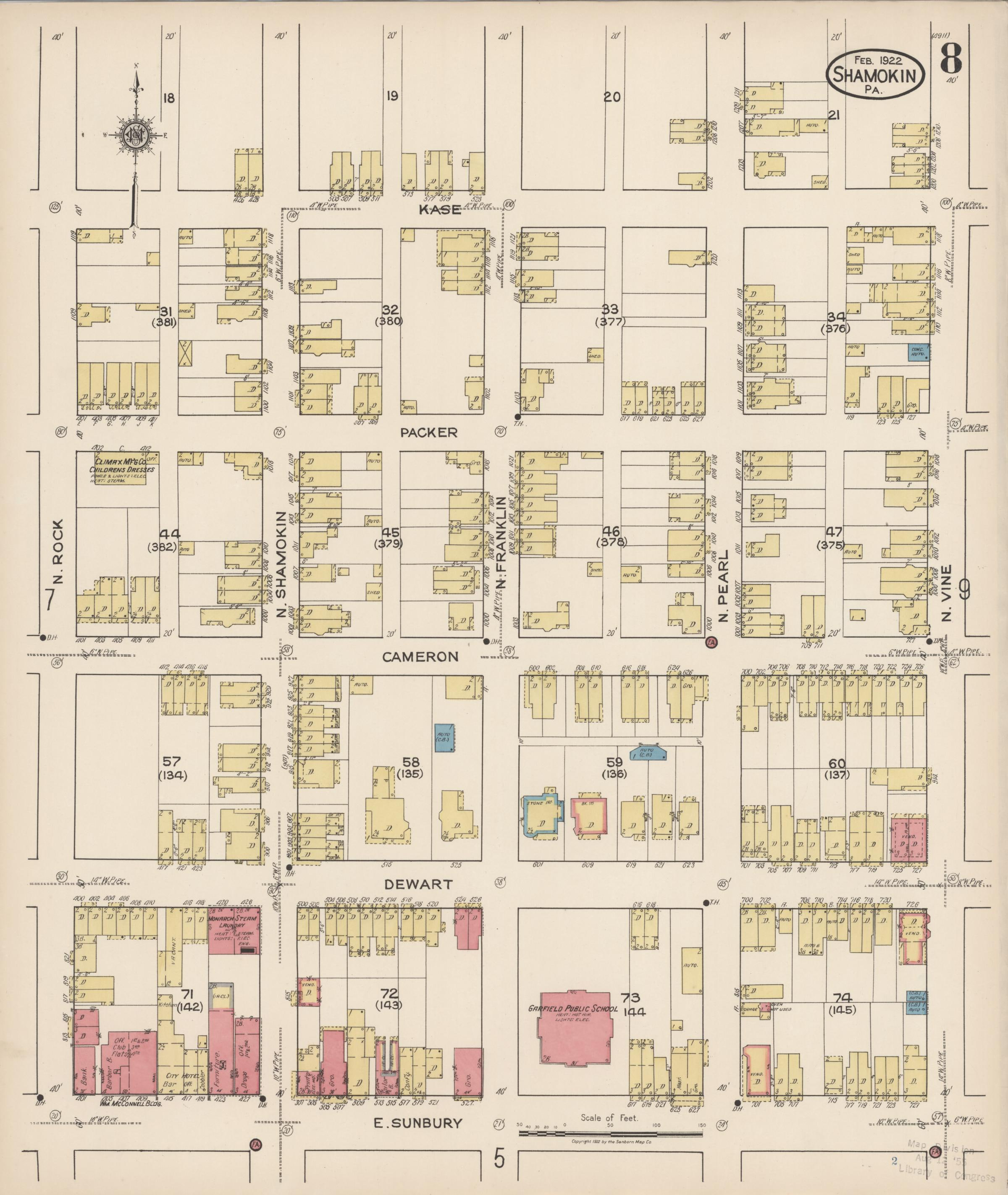 February 1922 Sanborn fire insurance map of Shamokin, Page 8.