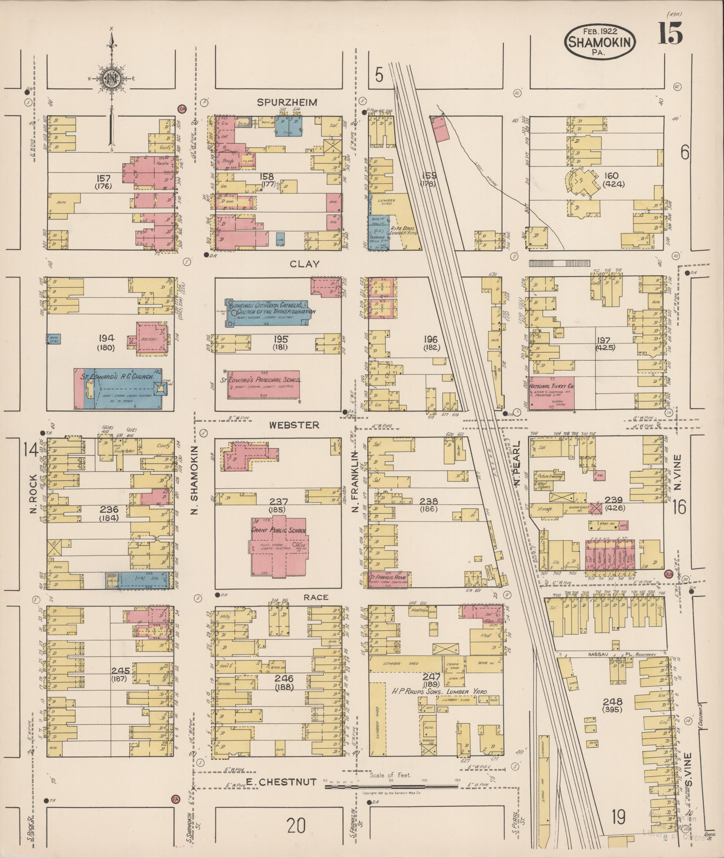 February 1922 Sanborn fire insurance map of Shamokin, Page 15.