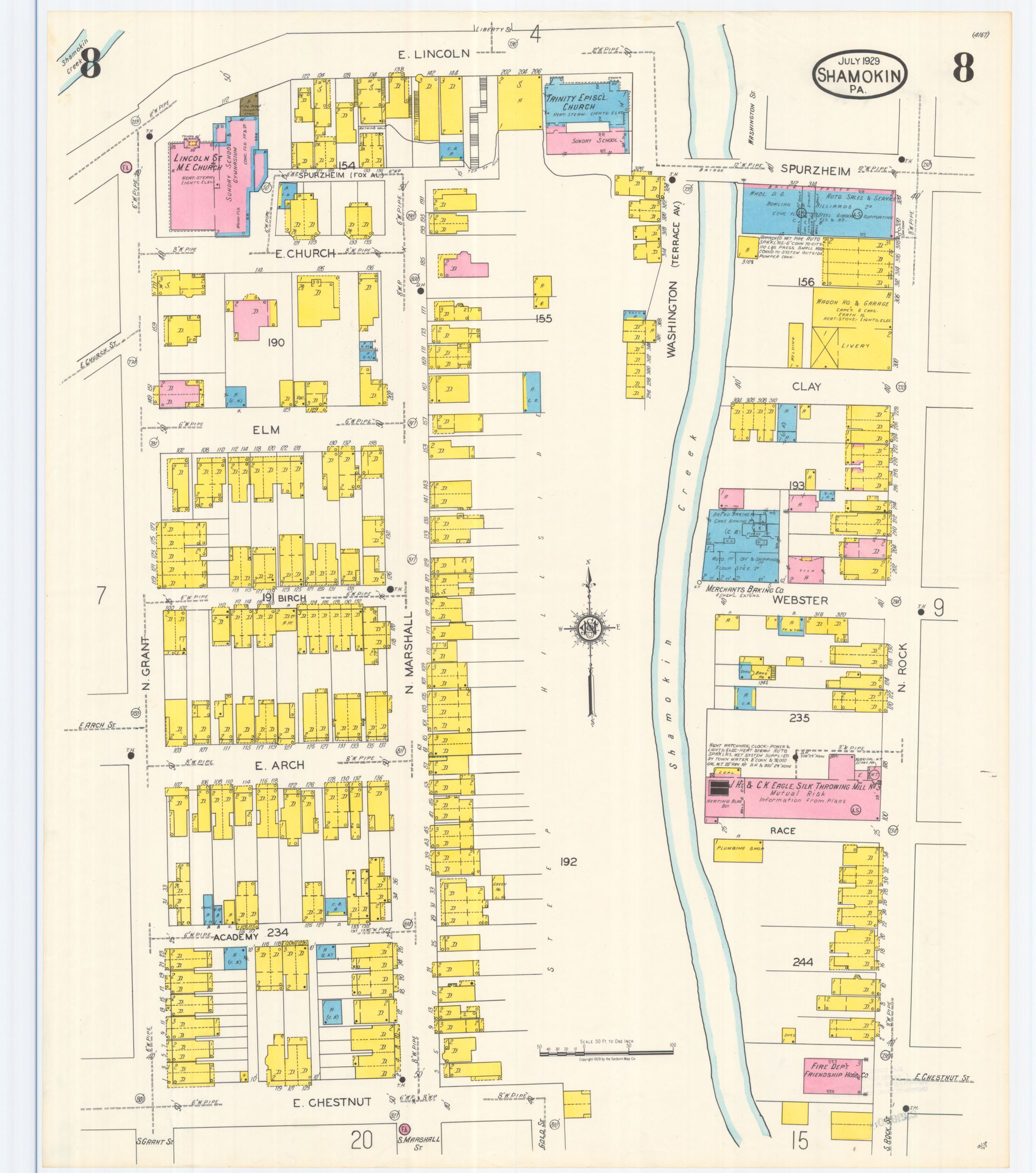 July 1929 Sanborn fire insurance map of Shamokin, Sheet 8.